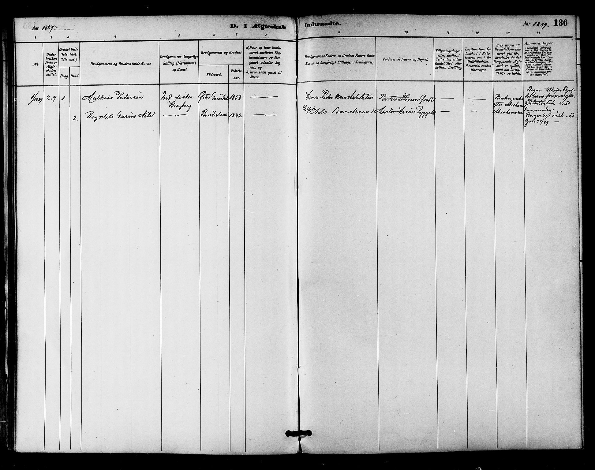 Ministerialprotokoller, klokkerbøker og fødselsregistre - Nordland, SAT/A-1459/893/L1337: Parish register (official) no. 893A09, 1885-1893, p. 136