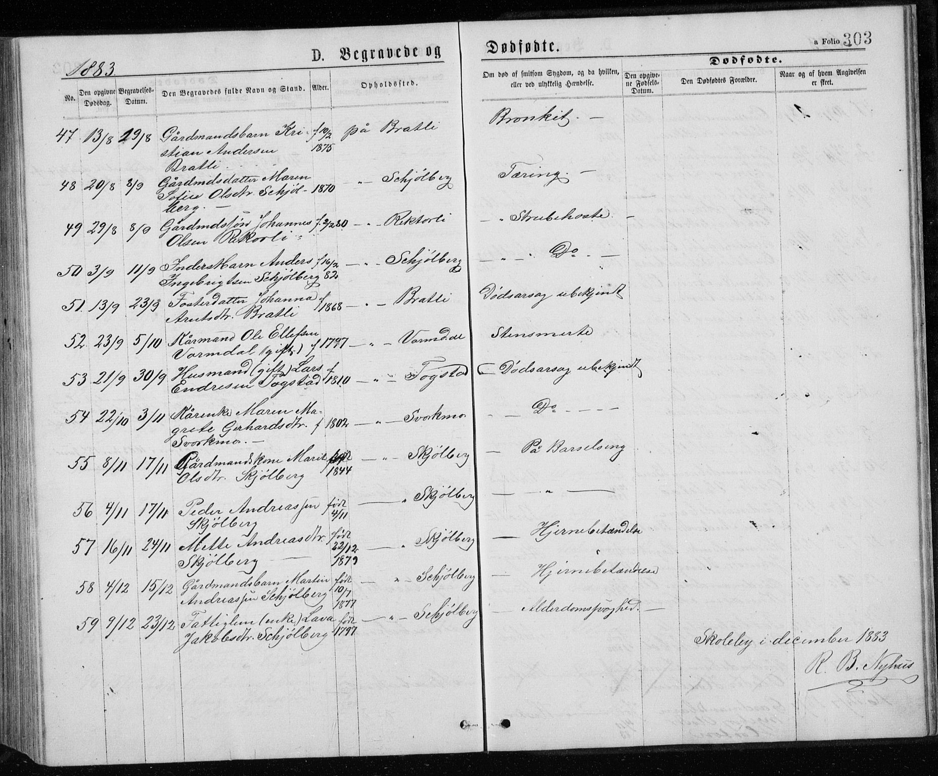 Ministerialprotokoller, klokkerbøker og fødselsregistre - Sør-Trøndelag, SAT/A-1456/671/L0843: Parish register (copy) no. 671C02, 1873-1892, p. 303
