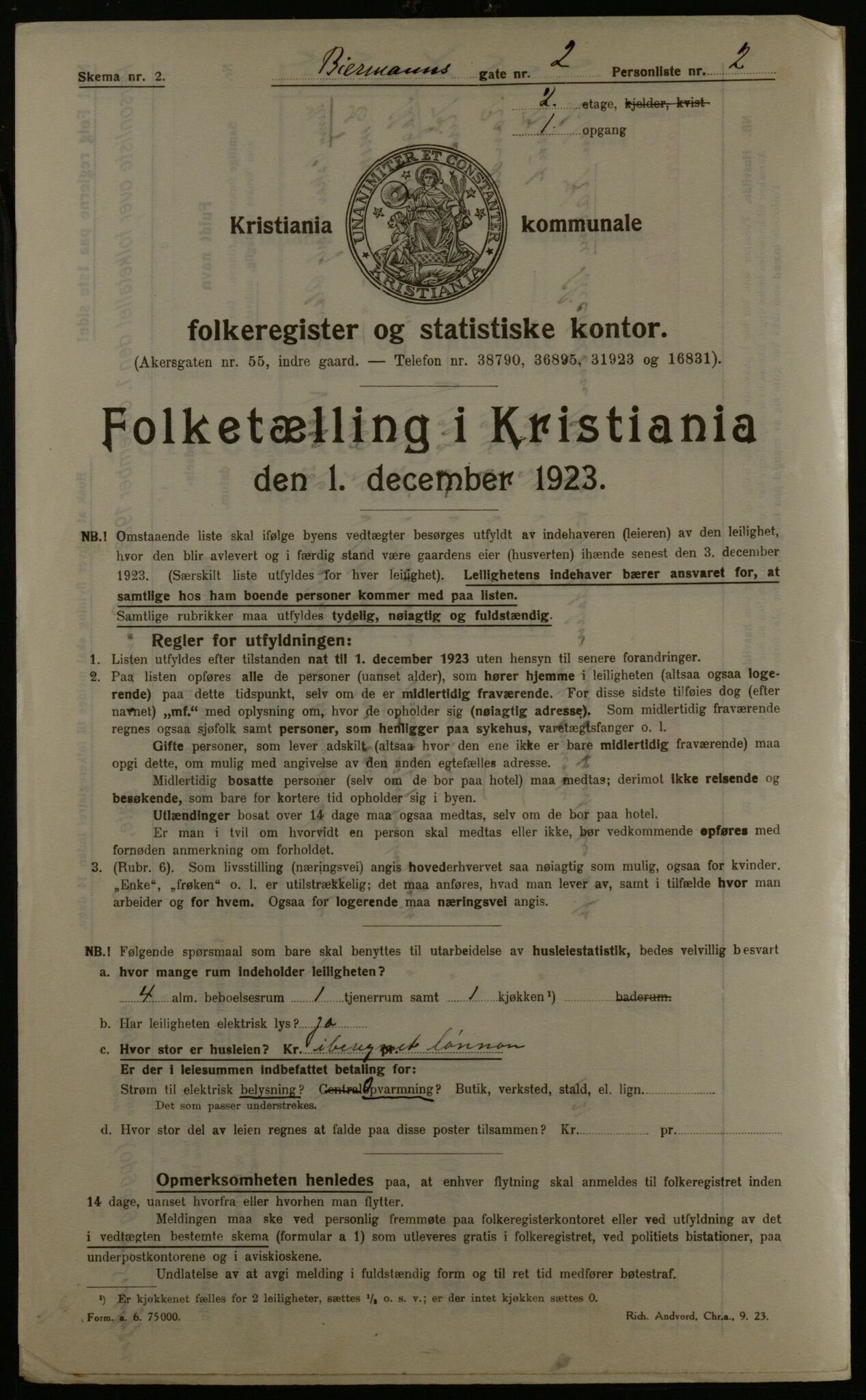 OBA, Municipal Census 1923 for Kristiania, 1923, p. 5798