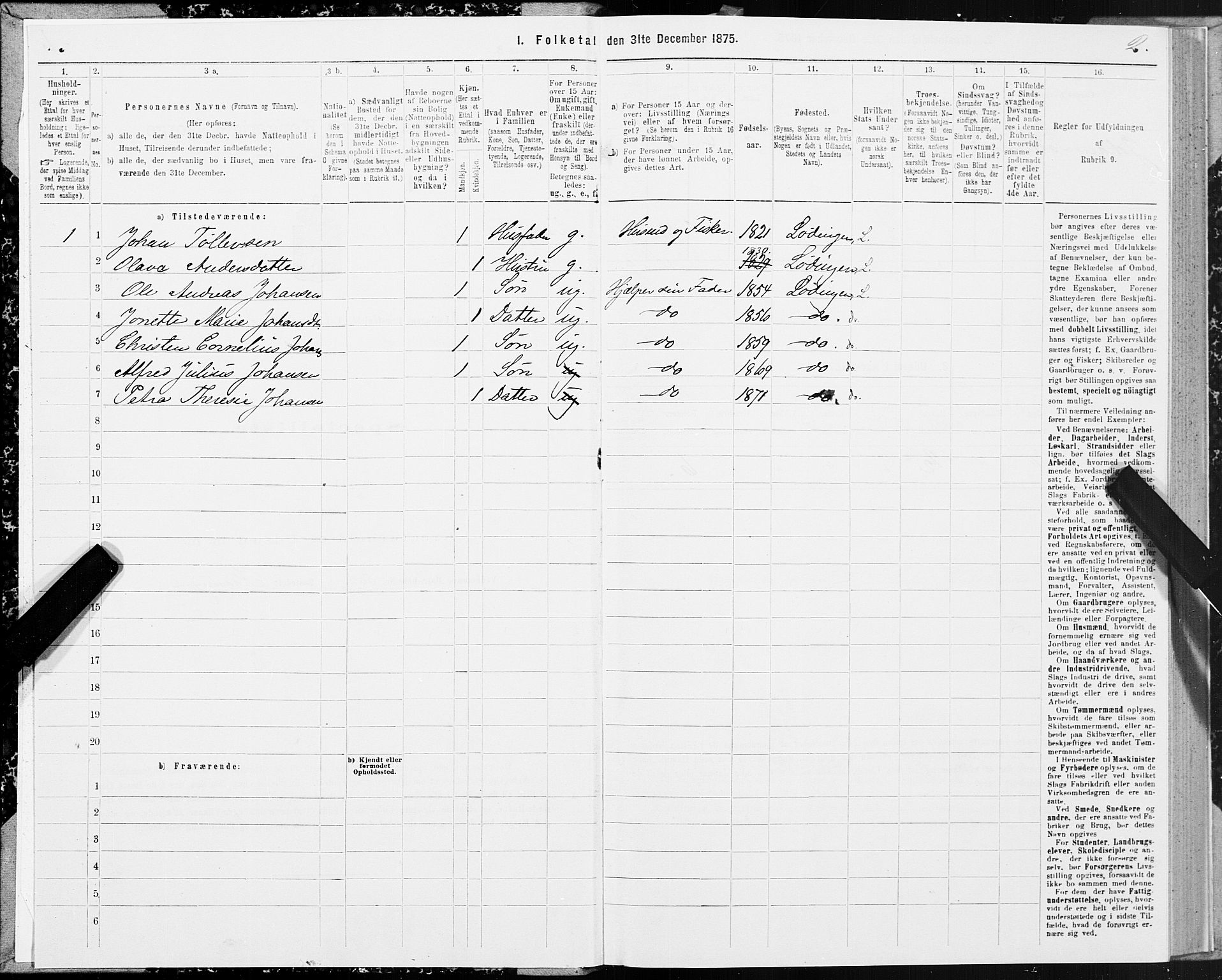 SAT, 1875 census for 1851P Lødingen, 1875, p. 2002