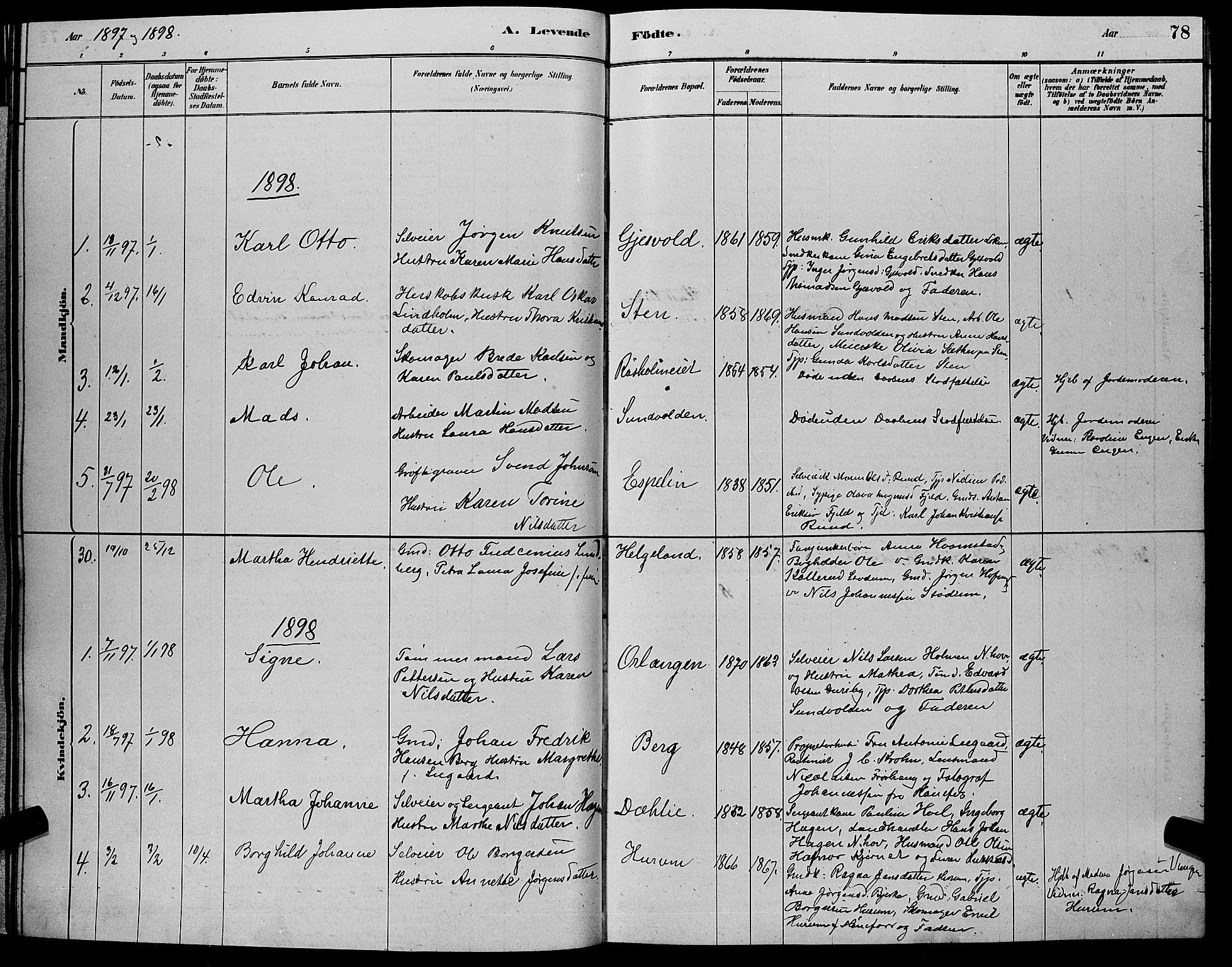 Hole kirkebøker, SAKO/A-228/G/Ga/L0003: Parish register (copy) no. I 3, 1879-1904, p. 78