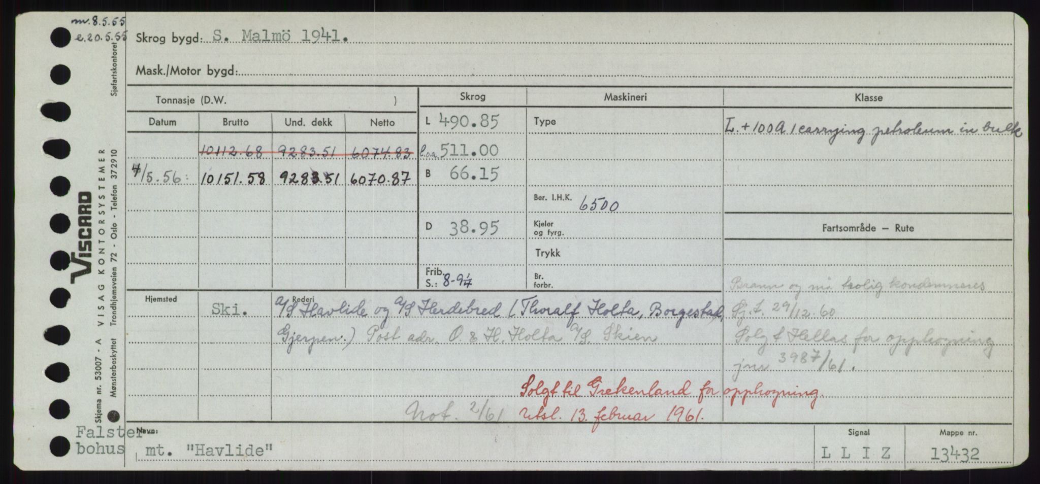 Sjøfartsdirektoratet med forløpere, Skipsmålingen, AV/RA-S-1627/H/Hd/L0014: Fartøy, H-Havl, p. 611