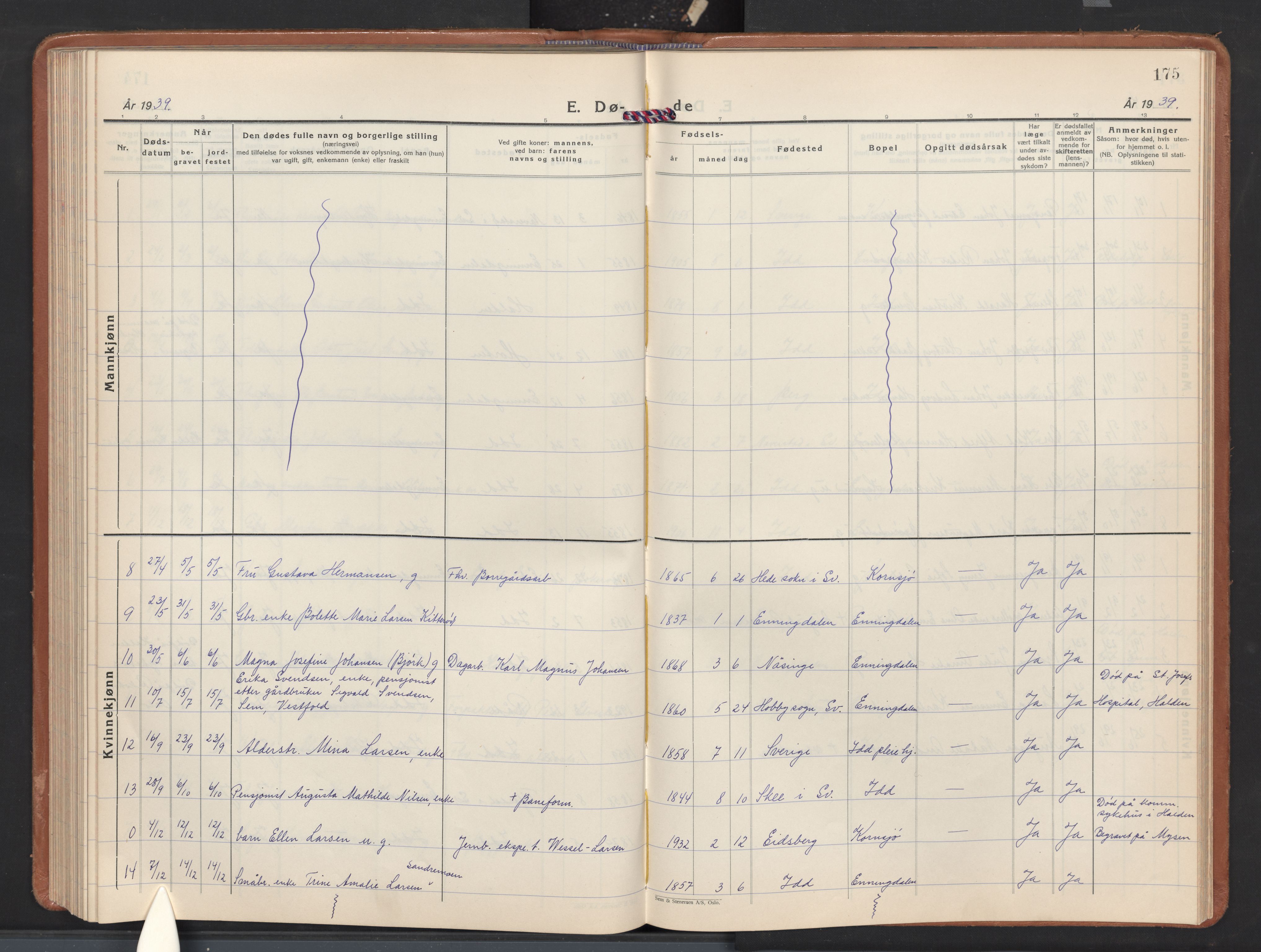 Idd prestekontor Kirkebøker, SAO/A-10911/G/Gc/L0003: Parish register (copy) no. III 3, 1933-1971, p. 175