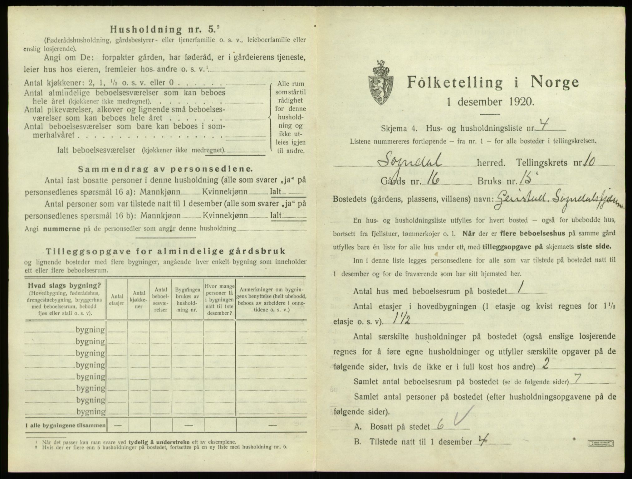 SAB, 1920 census for Sogndal, 1920, p. 608