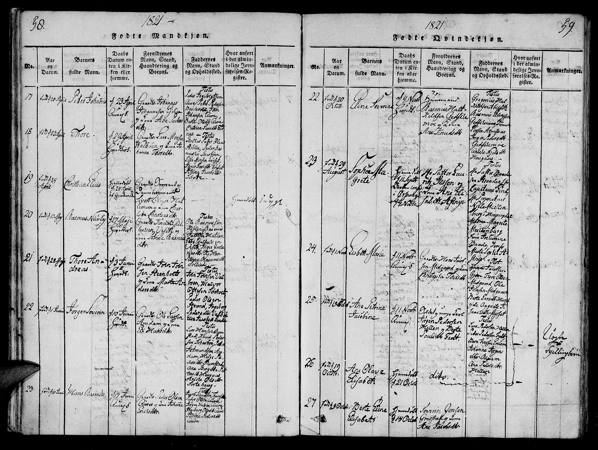 Ministerialprotokoller, klokkerbøker og fødselsregistre - Møre og Romsdal, AV/SAT-A-1454/522/L0310: Parish register (official) no. 522A05, 1816-1832, p. 58-59