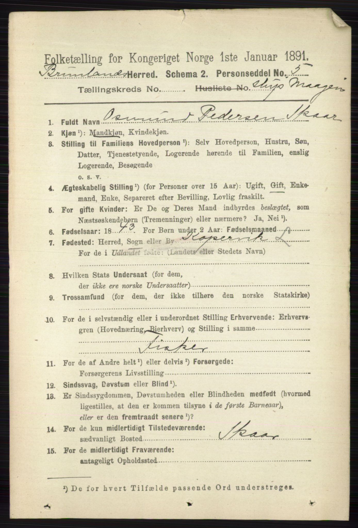 RA, 1891 census for 0726 Brunlanes, 1891, p. 5797