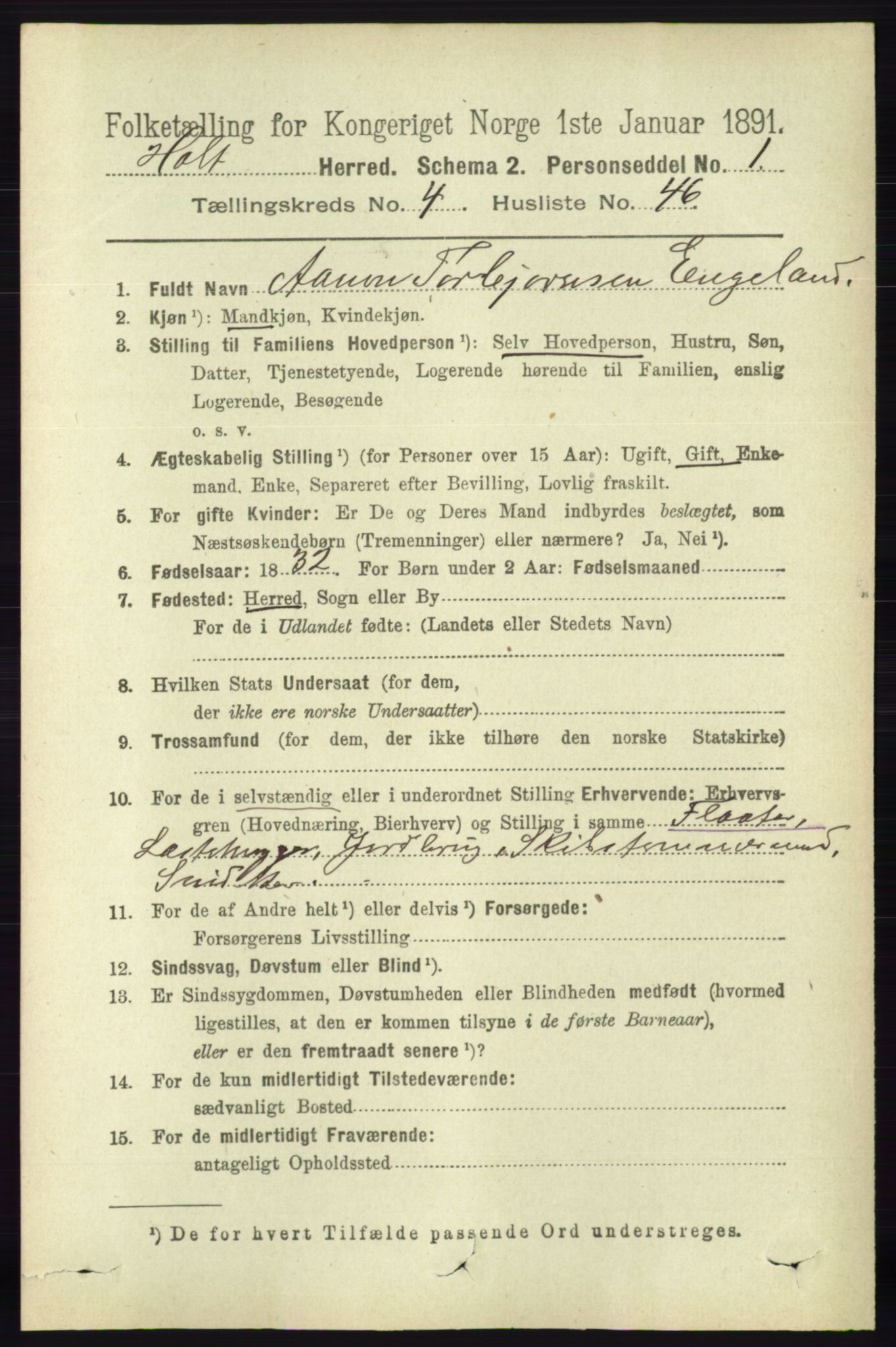 RA, 1891 census for 0914 Holt, 1891, p. 1952