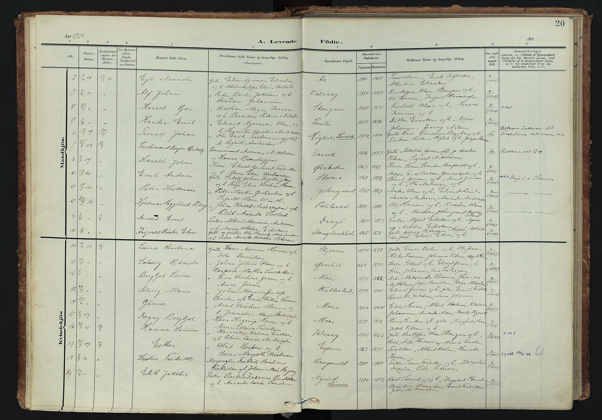 Tranøy sokneprestkontor, AV/SATØ-S-1313/I/Ia/Iaa/L0014kirke: Parish register (official) no. 14, 1905-1919, p. 20