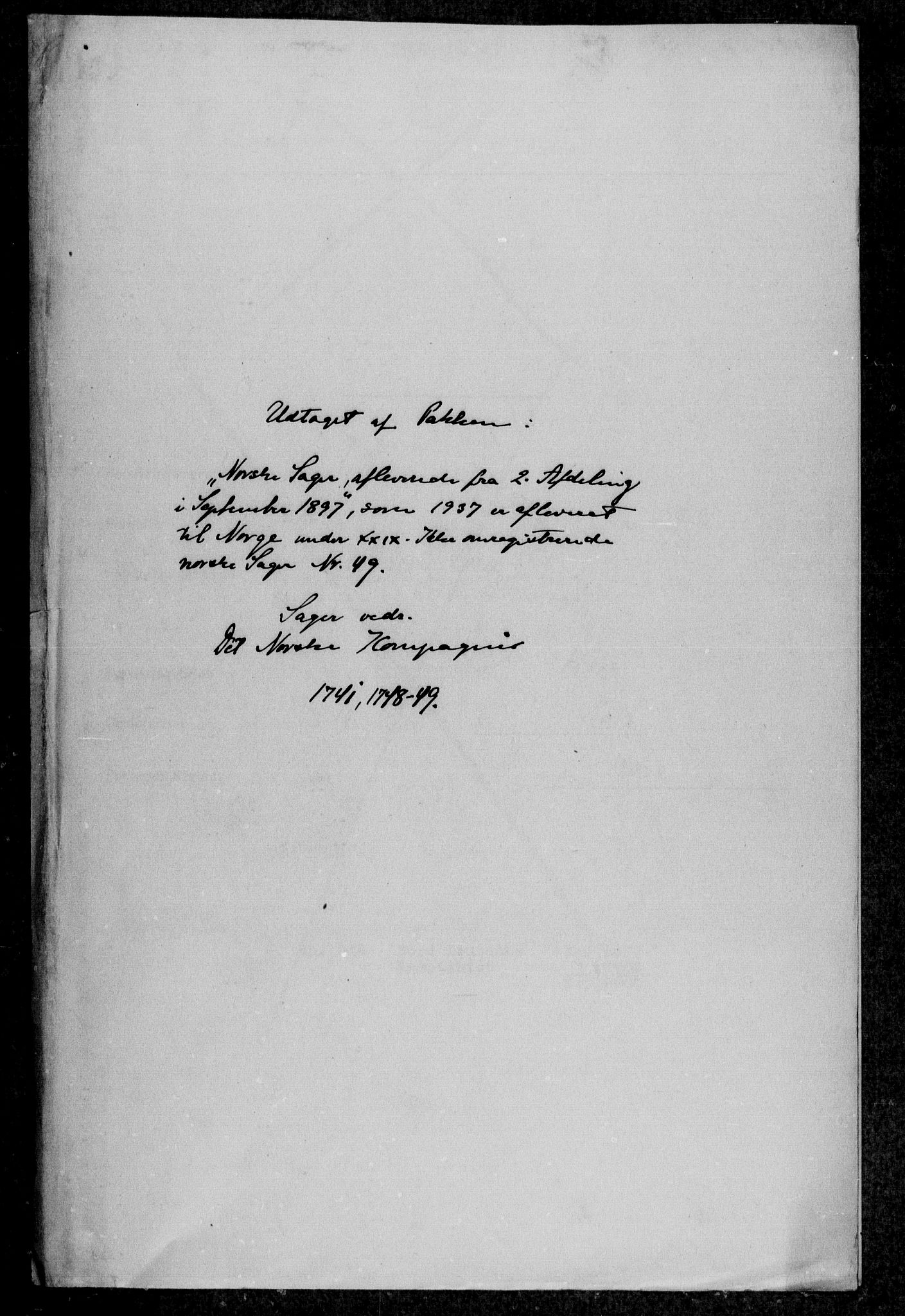 Rentekammeret, Kammerkanselliet, AV/RA-EA-3111/G/Gi/Gia/L0011: Saker vedrørende Det norske kompani 1741, 1748-1749 (merket RK 55.14), 1741-1749, p. 3