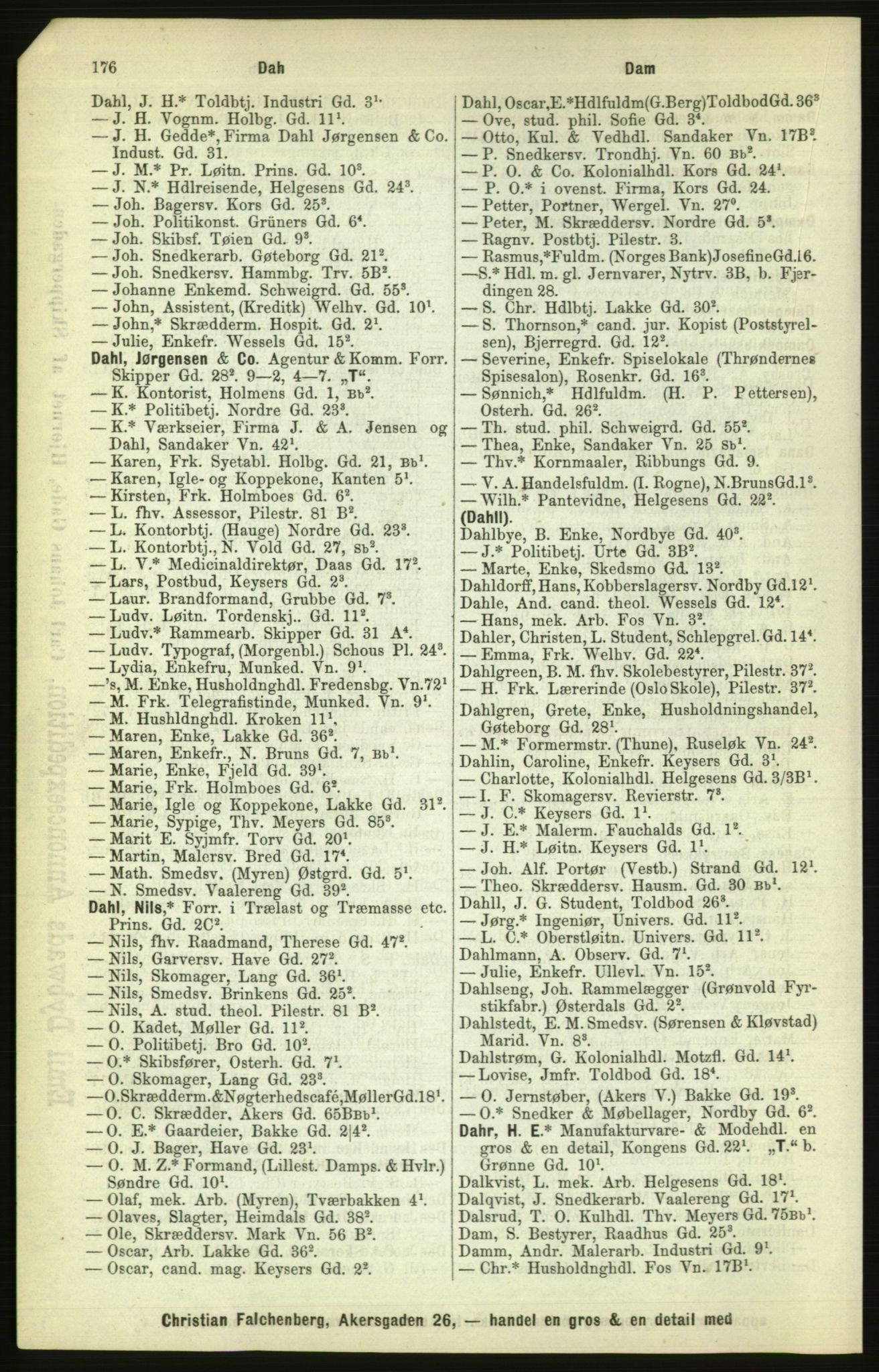 Kristiania/Oslo adressebok, PUBL/-, 1886, p. 176