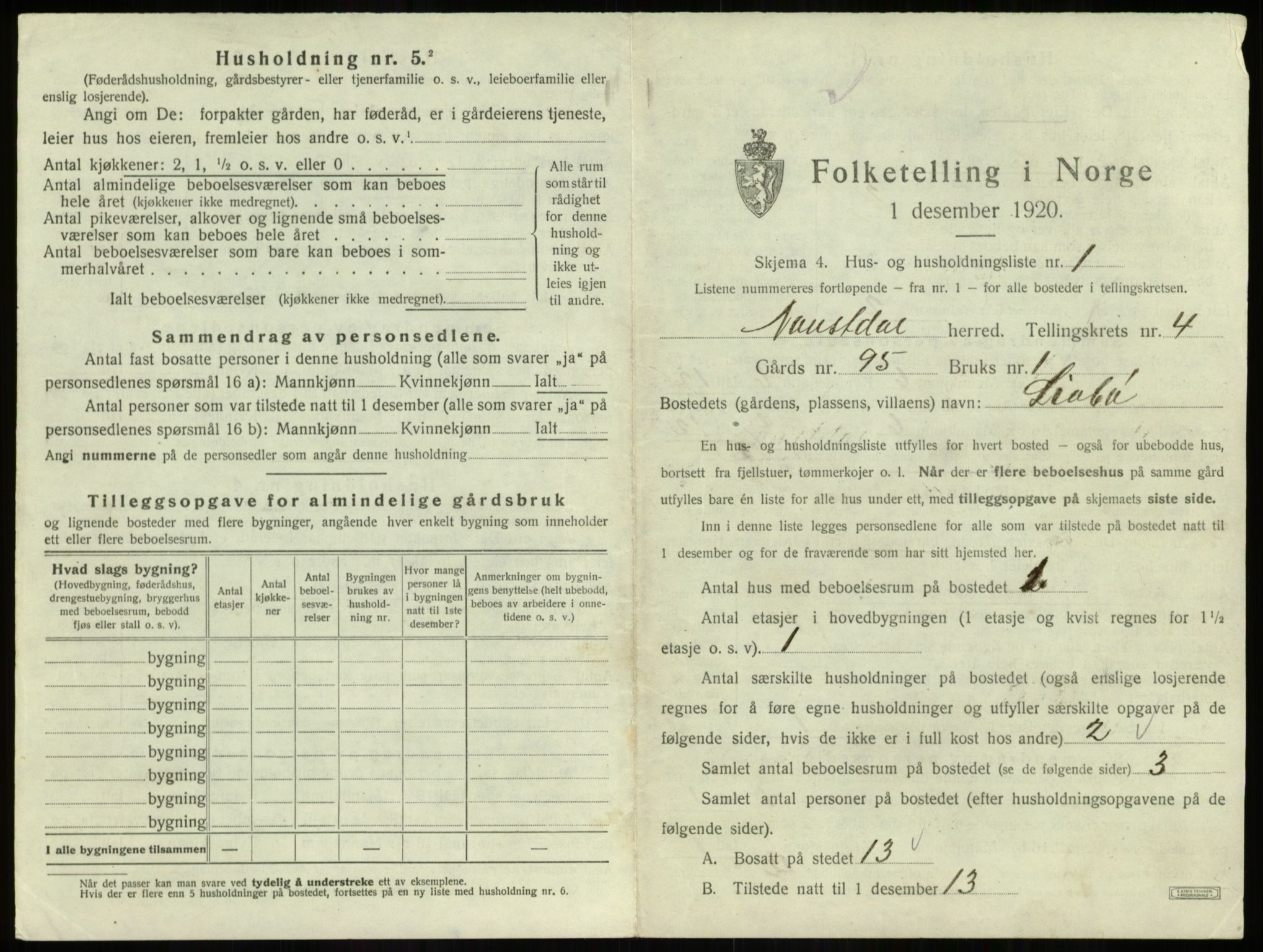 SAB, 1920 census for Naustdal, 1920, p. 246