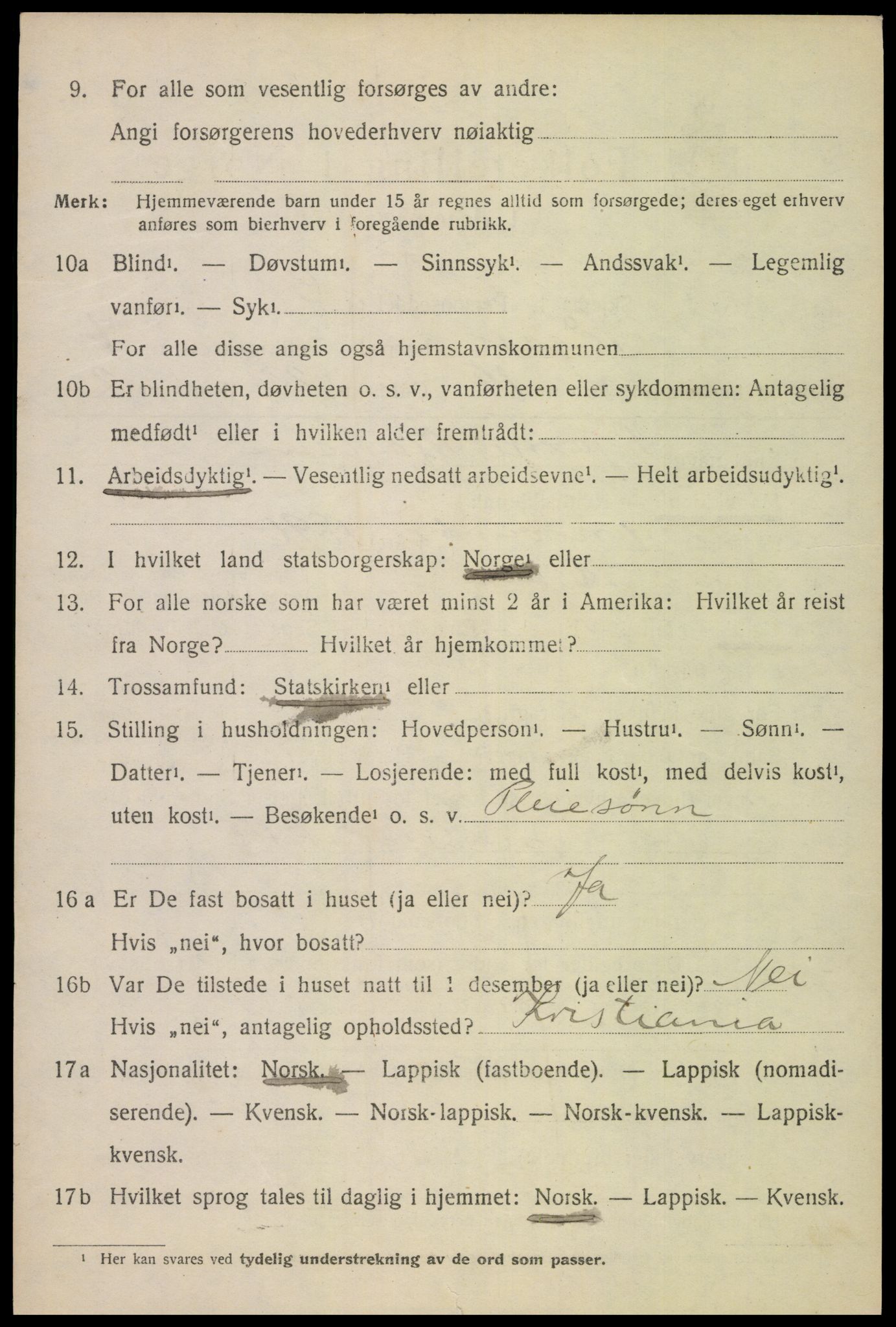 SAT, 1920 census for Vågan, 1920, p. 6388