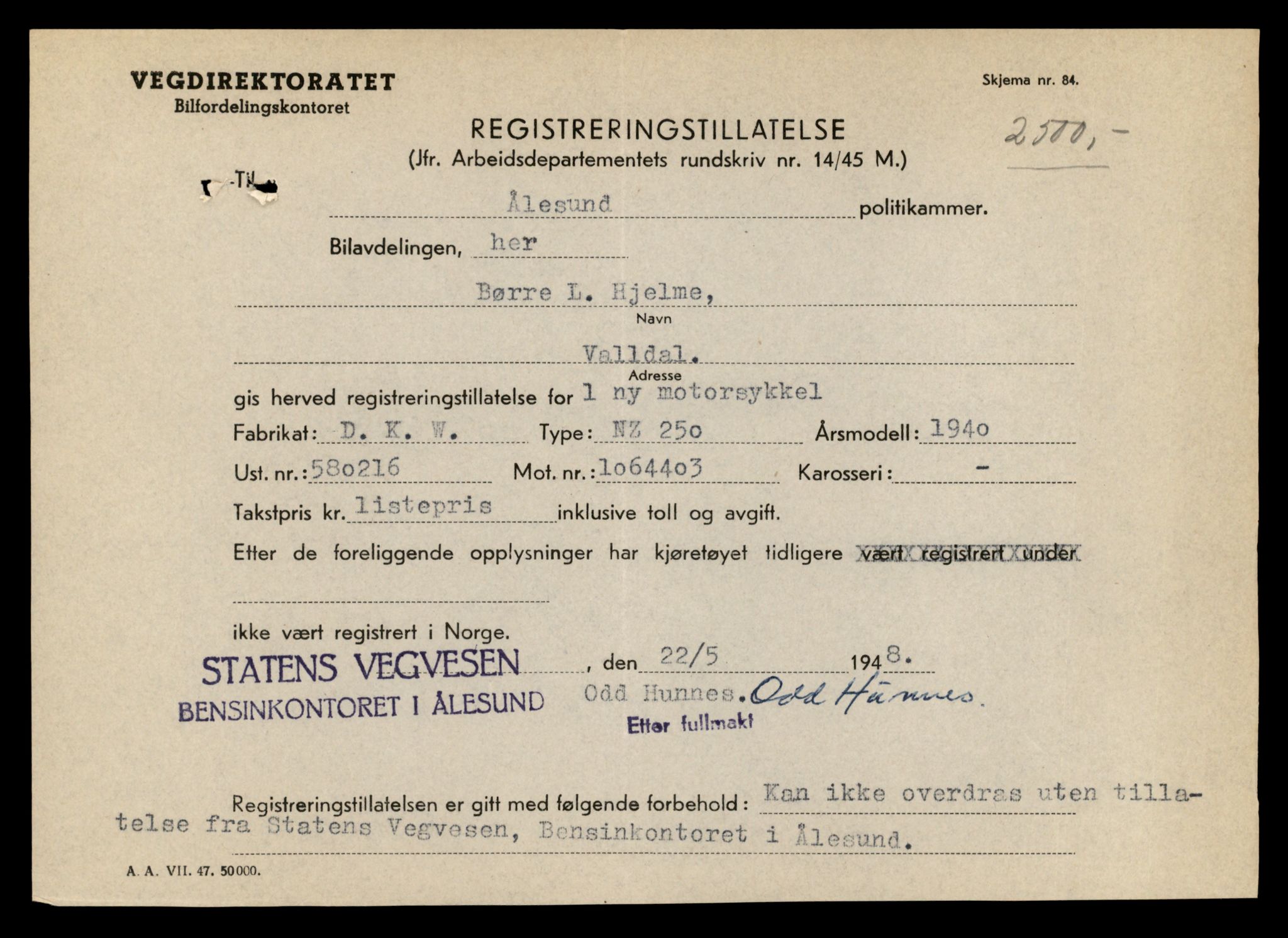 Møre og Romsdal vegkontor - Ålesund trafikkstasjon, AV/SAT-A-4099/F/Fe/L0026: Registreringskort for kjøretøy T 11046 - T 11160, 1927-1998, p. 1143