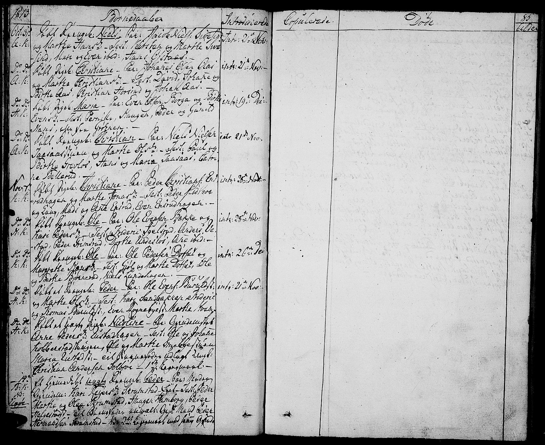 Toten prestekontor, AV/SAH-PREST-102/H/Ha/Haa/L0008: Parish register (official) no. 8, 1809-1814, p. 85