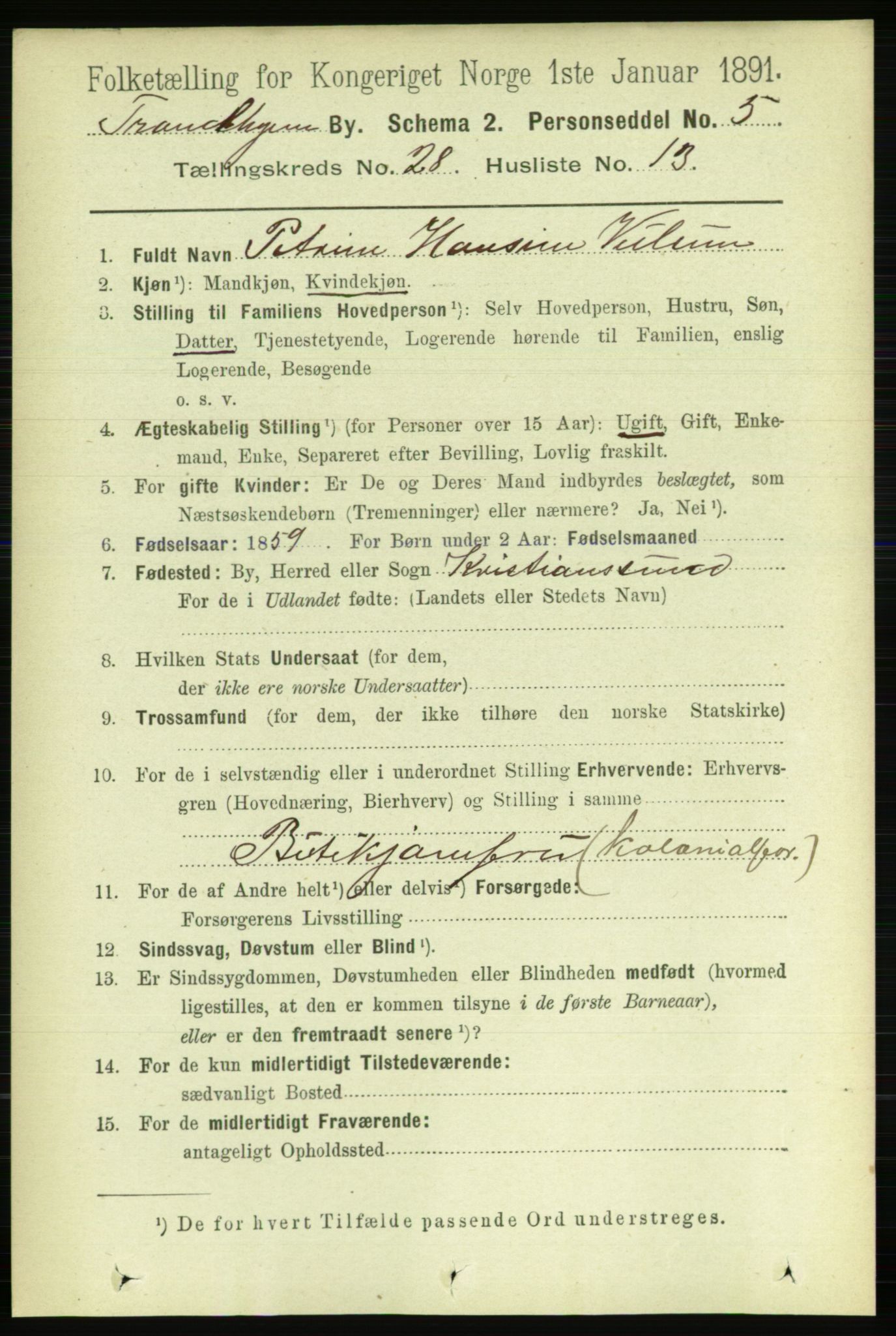 RA, 1891 census for 1601 Trondheim, 1891, p. 21147