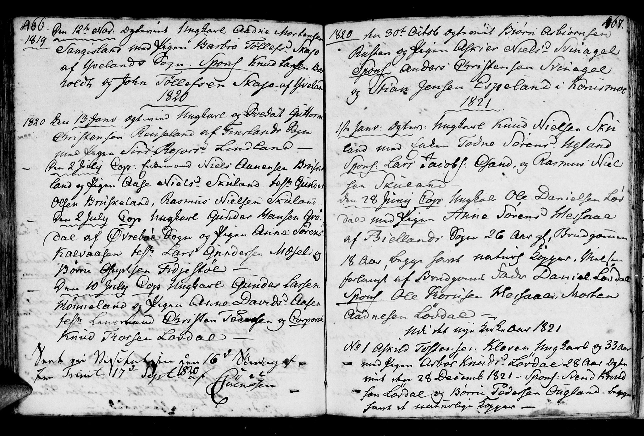 Holum sokneprestkontor, AV/SAK-1111-0022/F/Fa/Fab/L0004: Parish register (official) no. A 4, 1774-1847, p. 466-467