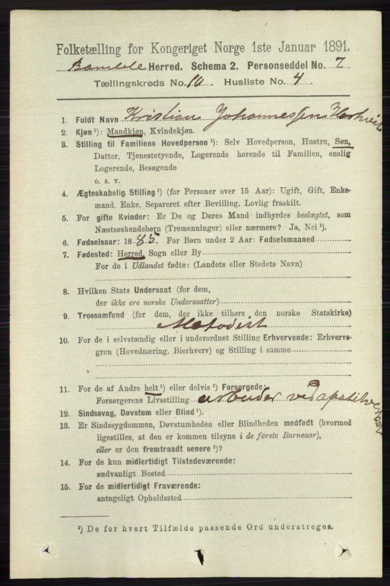 RA, 1891 census for 0814 Bamble, 1891, p. 5798