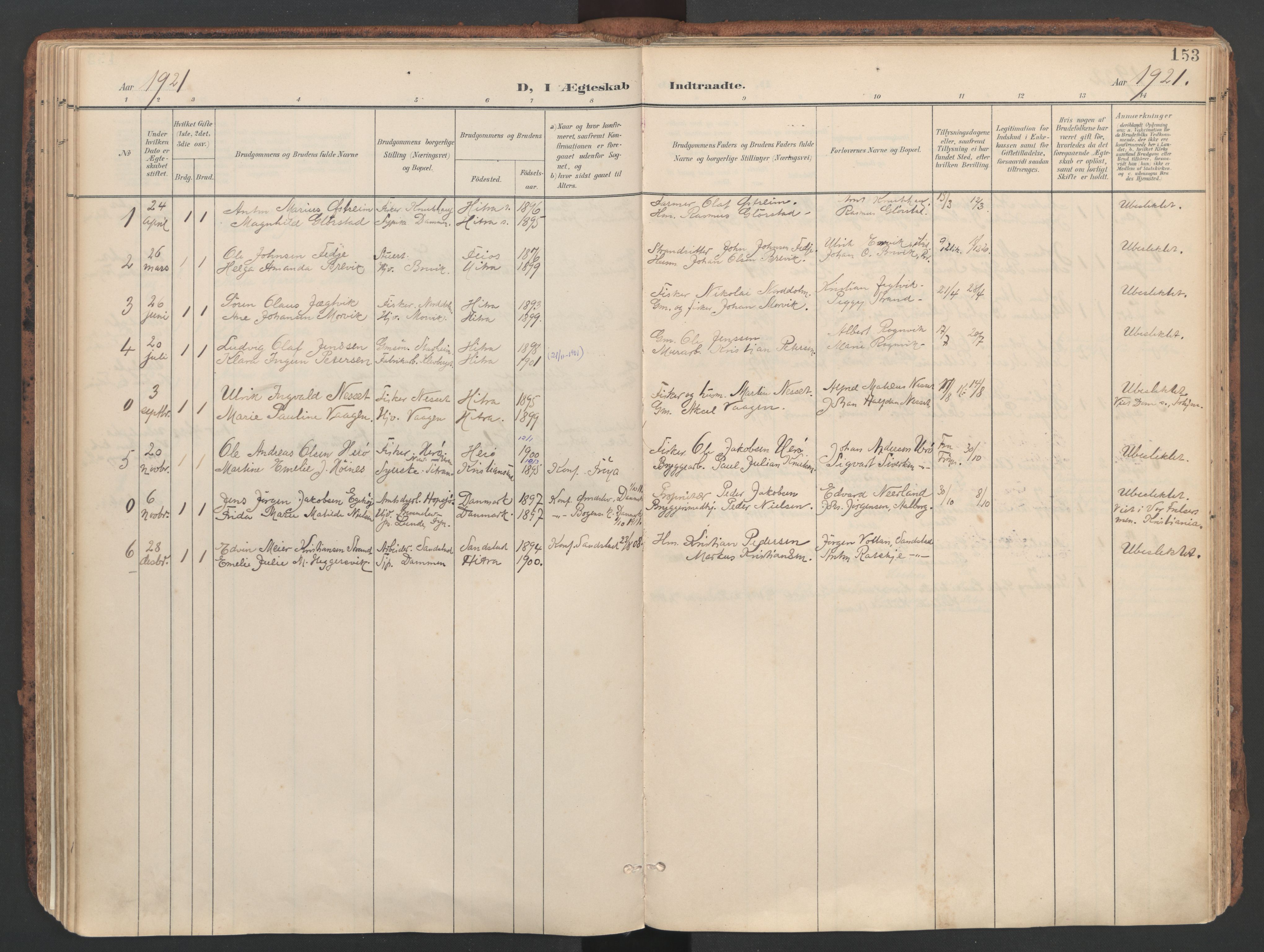 Ministerialprotokoller, klokkerbøker og fødselsregistre - Sør-Trøndelag, SAT/A-1456/634/L0537: Parish register (official) no. 634A13, 1896-1922, p. 153