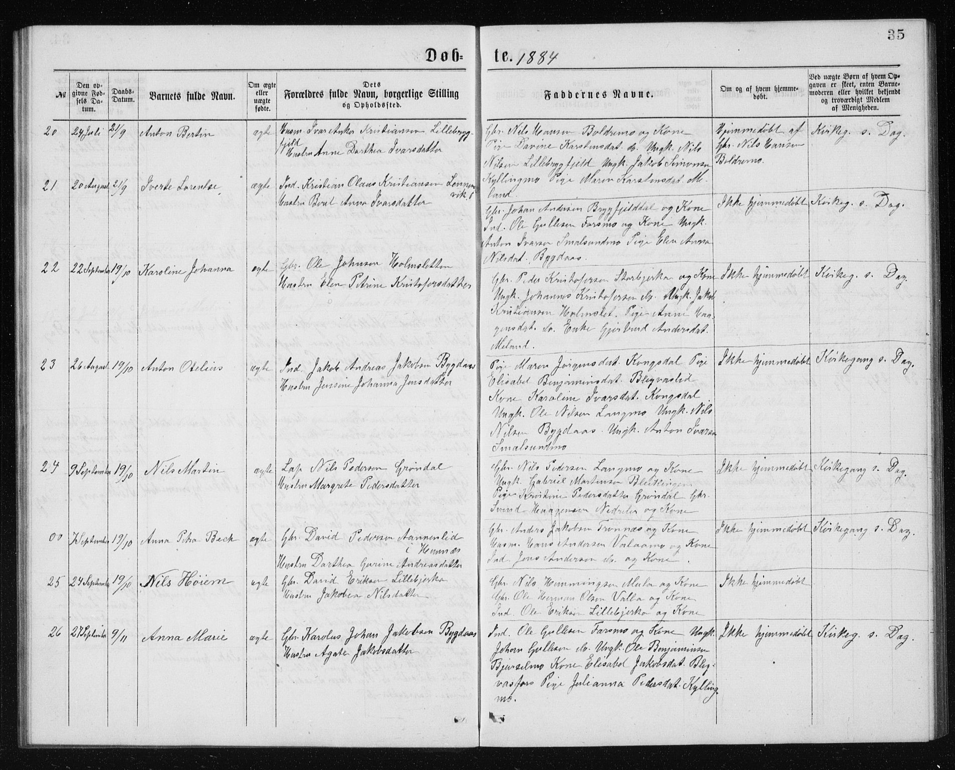 Ministerialprotokoller, klokkerbøker og fødselsregistre - Nordland, AV/SAT-A-1459/826/L0381: Parish register (copy) no. 826C01, 1877-1886, p. 35