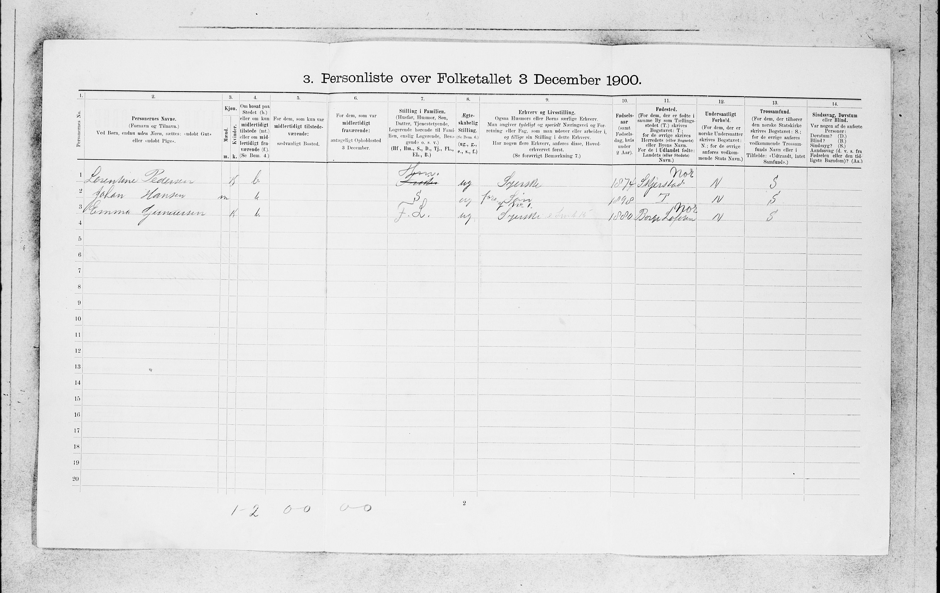 SAB, 1900 census for Bergen, 1900, p. 13652