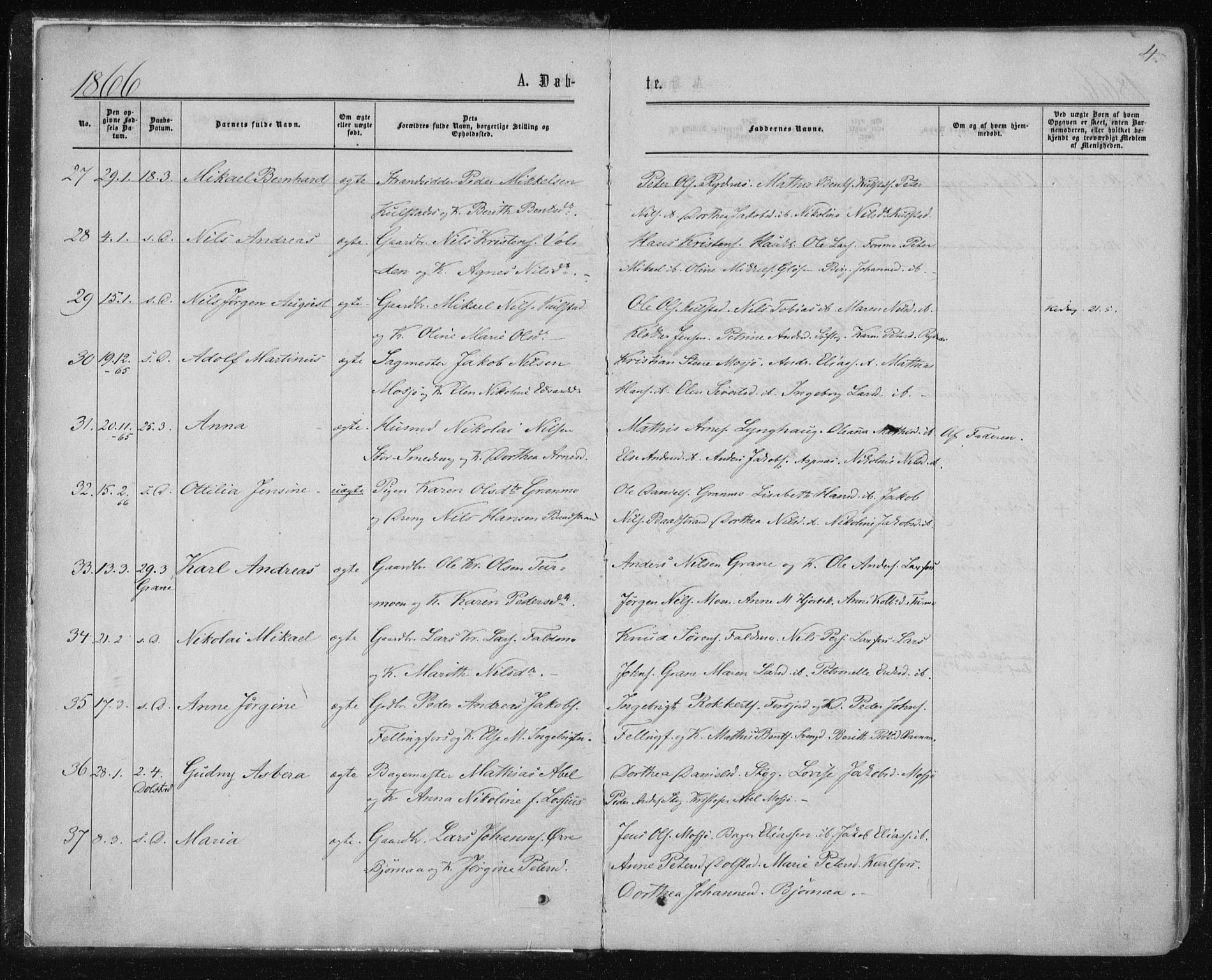 Ministerialprotokoller, klokkerbøker og fødselsregistre - Nordland, SAT/A-1459/820/L0294: Parish register (official) no. 820A15, 1866-1879, p. 4