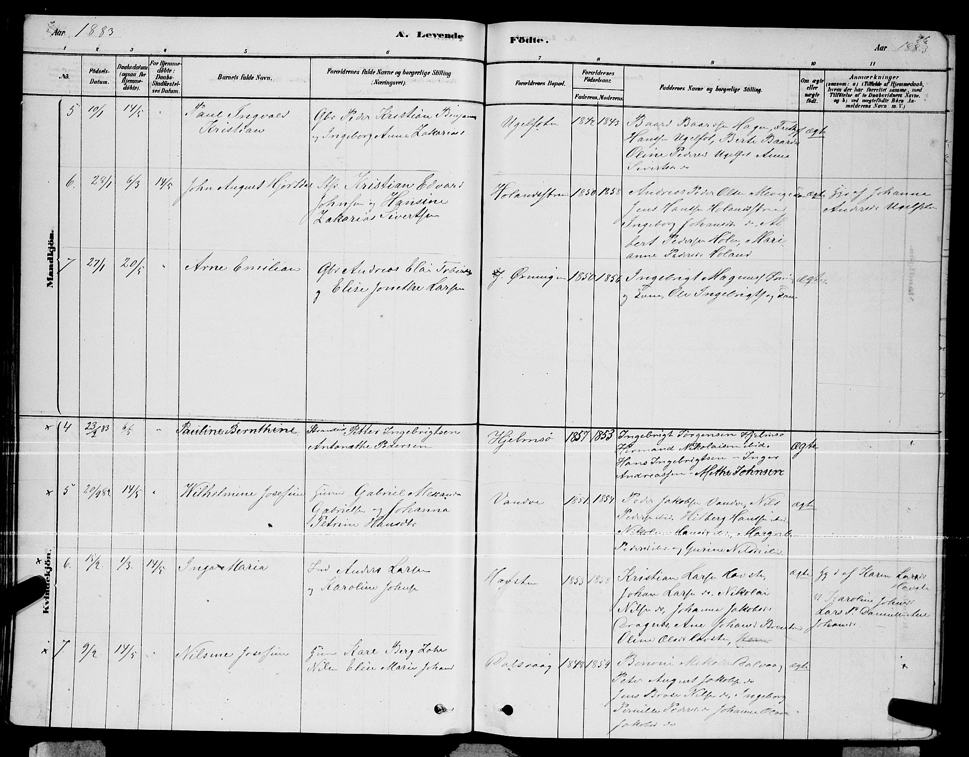 Ministerialprotokoller, klokkerbøker og fødselsregistre - Nordland, SAT/A-1459/834/L0513: Parish register (copy) no. 834C04, 1877-1892, p. 76