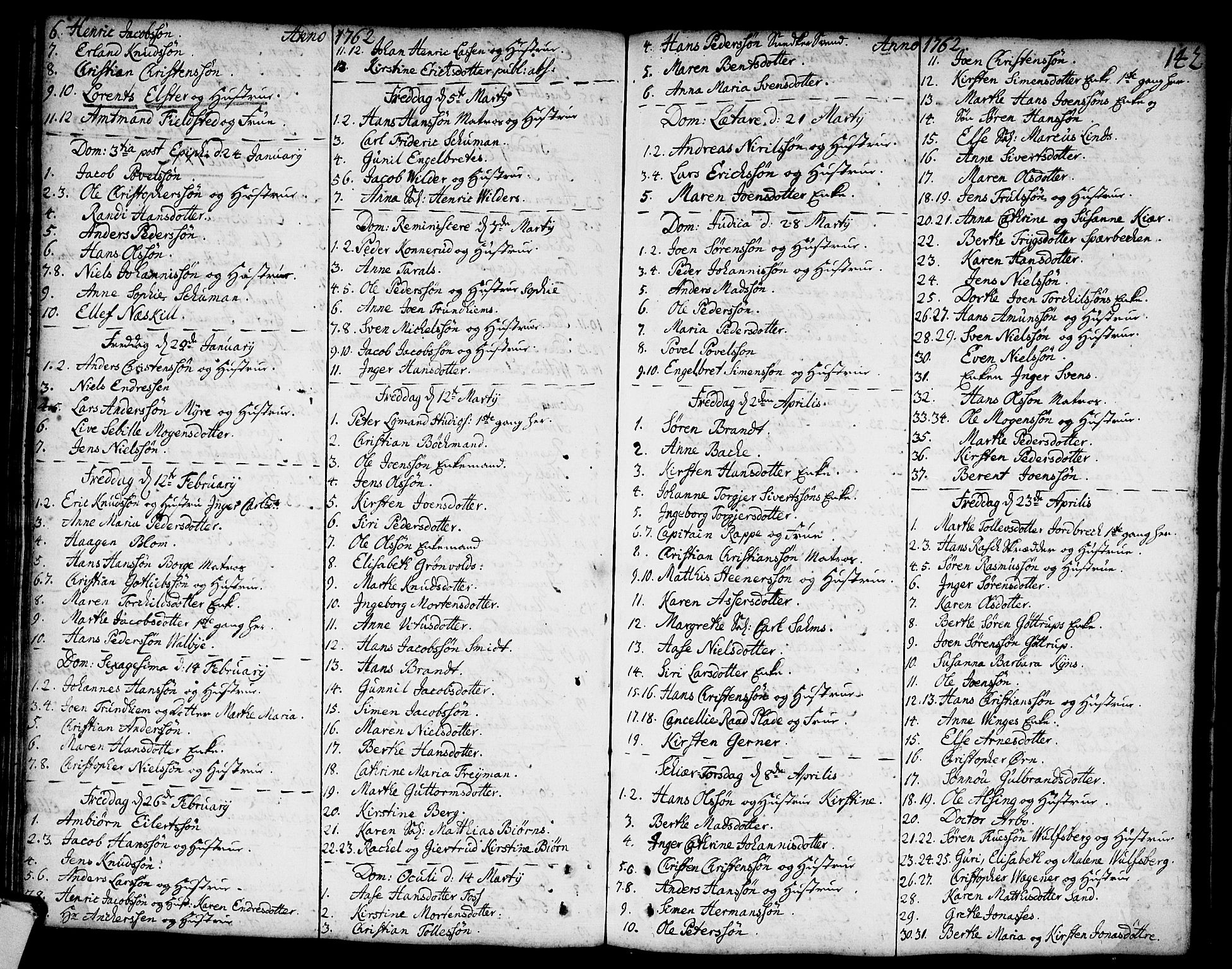 Strømsø kirkebøker, AV/SAKO-A-246/F/Fa/L0008: Parish register (official) no. I 8, 1748-1774, p. 142