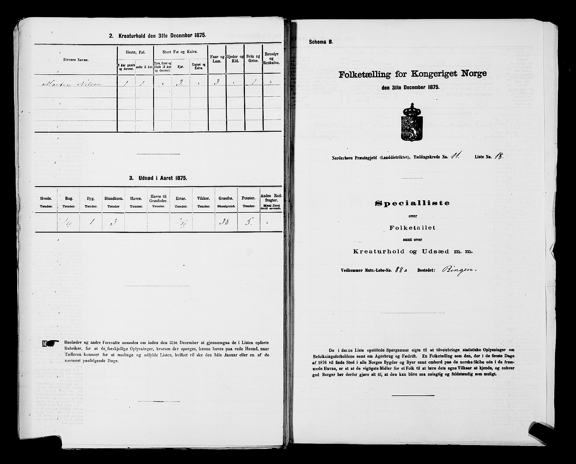 SAKO, 1875 census for 0613L Norderhov/Norderhov, Haug og Lunder, 1875, p. 2247