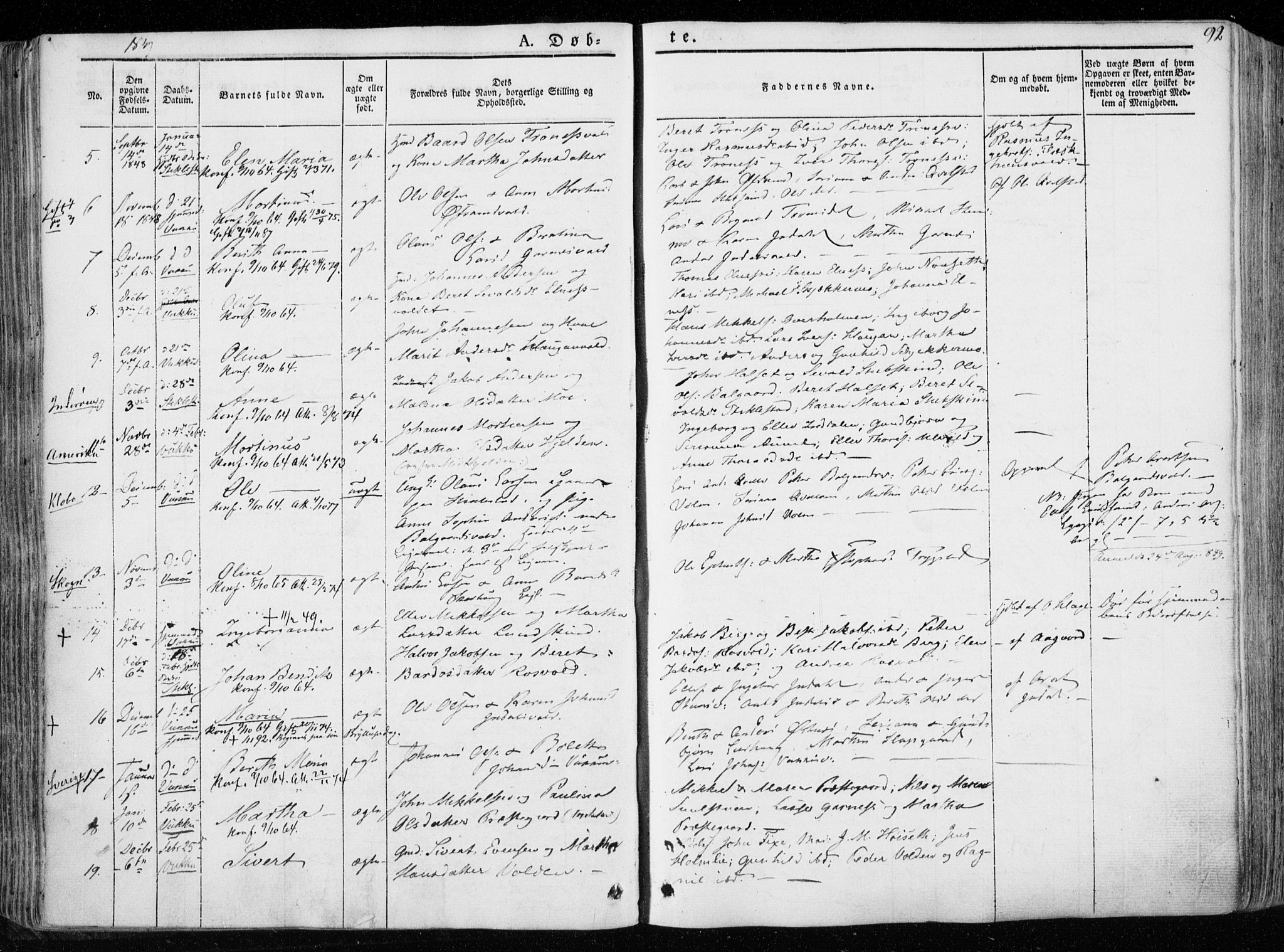 Ministerialprotokoller, klokkerbøker og fødselsregistre - Nord-Trøndelag, SAT/A-1458/723/L0239: Parish register (official) no. 723A08, 1841-1851, p. 92