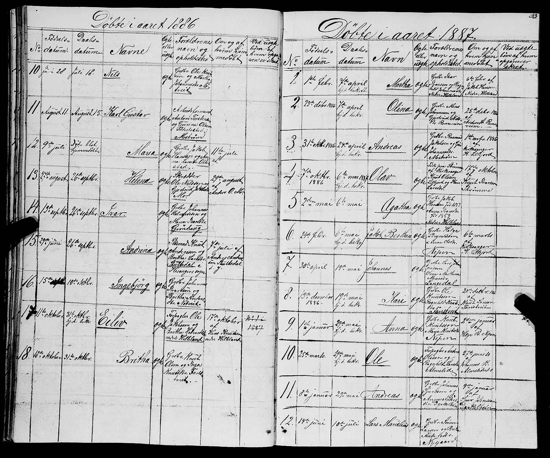 Osterfjorden Soknepresembete, SAB/A-77301: Parish register (copy) no. B 1, 1851-1890, p. 33