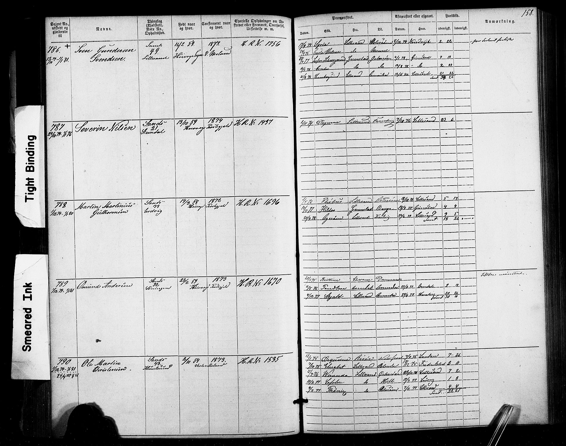 Lillesand mønstringskrets, SAK/2031-0014/F/Fa/L0002: Annotasjonsrulle nr 1-1910 med register, W-8, 1868-1891, p. 162