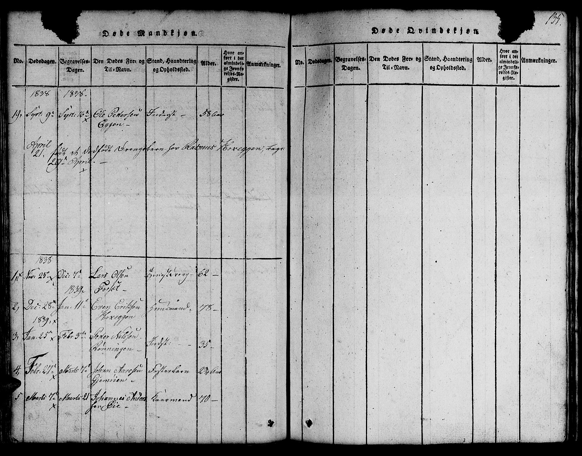 Ministerialprotokoller, klokkerbøker og fødselsregistre - Sør-Trøndelag, SAT/A-1456/691/L1092: Parish register (copy) no. 691C03, 1816-1852, p. 135
