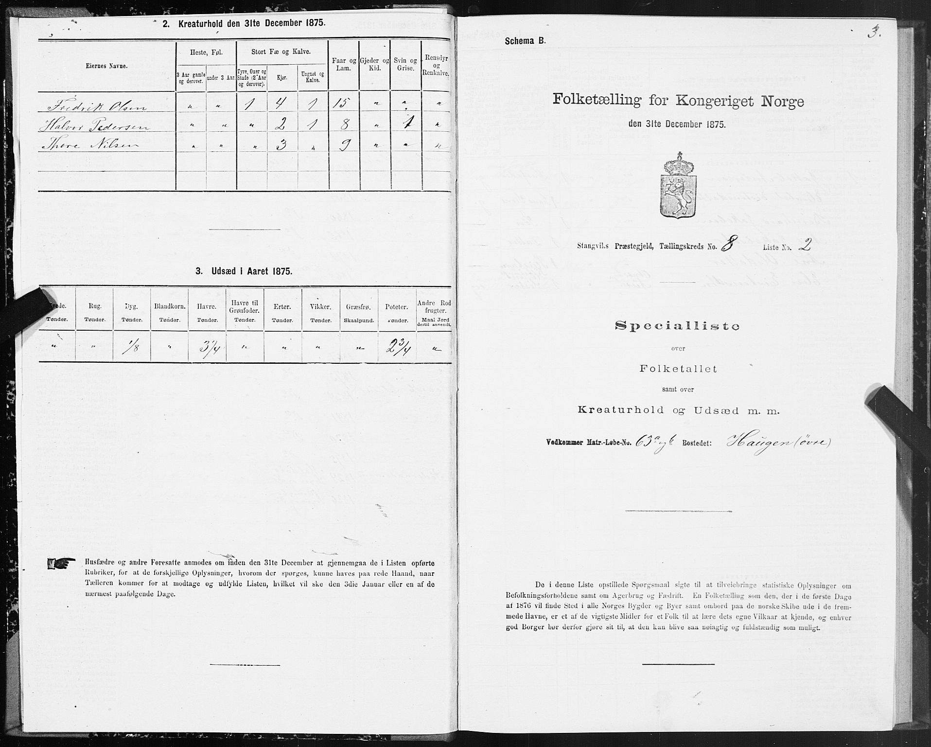 SAT, 1875 census for 1564P Stangvik, 1875, p. 4003