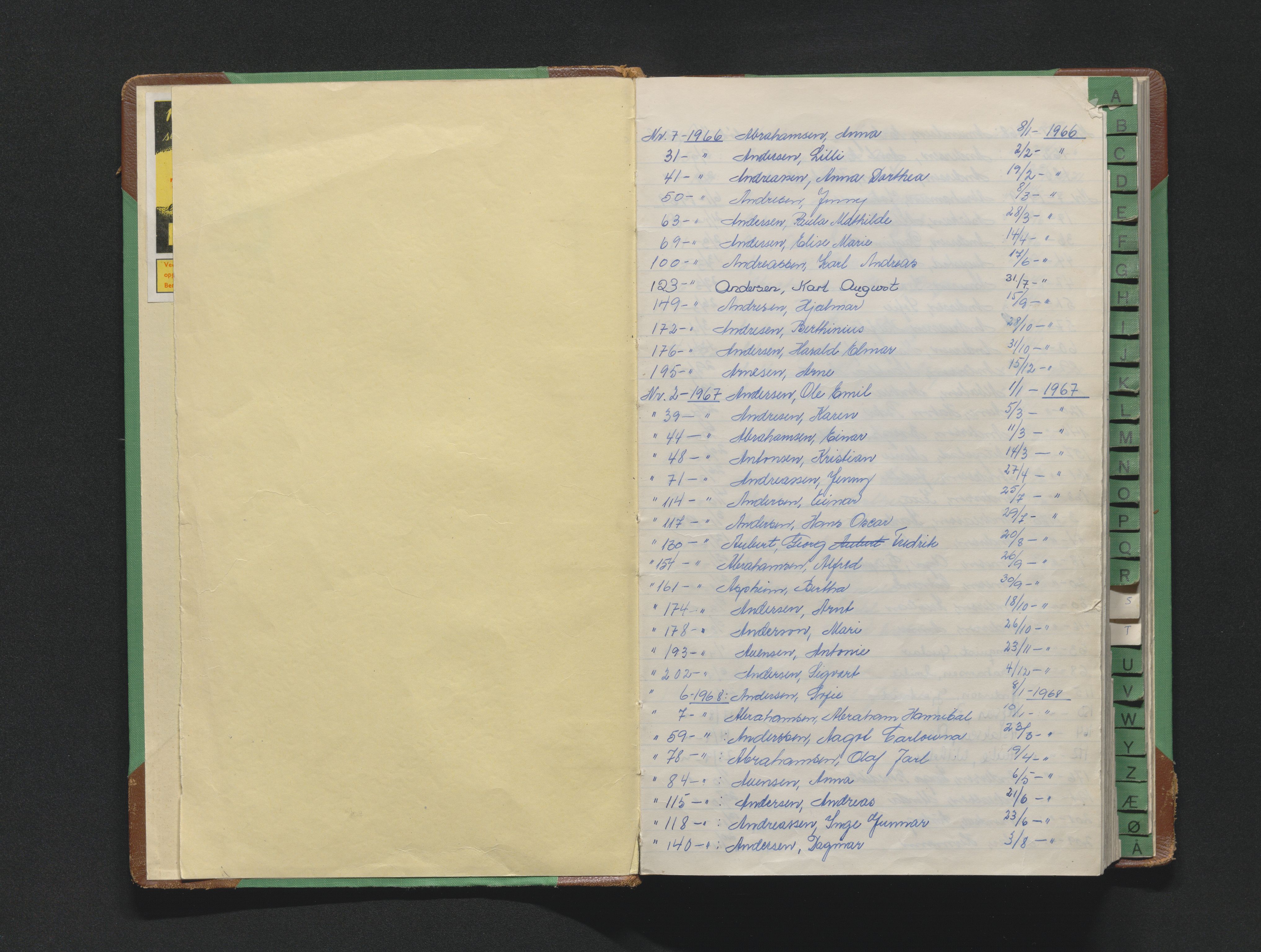 Skien sorenskriveri, SAKO/A-225/H/Ha/Hab/L0002: Dødsfallsregister, 1966-1972