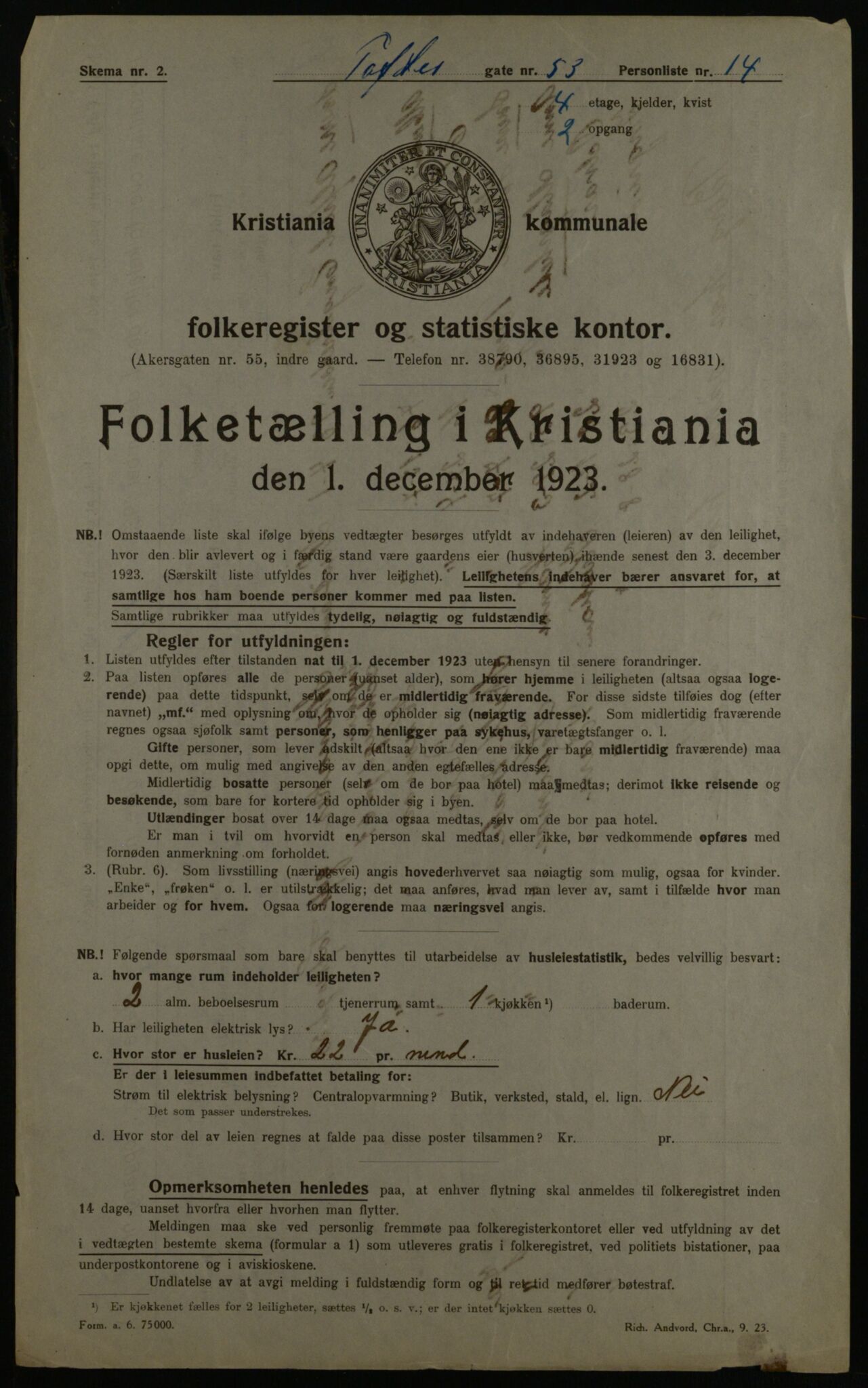 OBA, Municipal Census 1923 for Kristiania, 1923, p. 124539