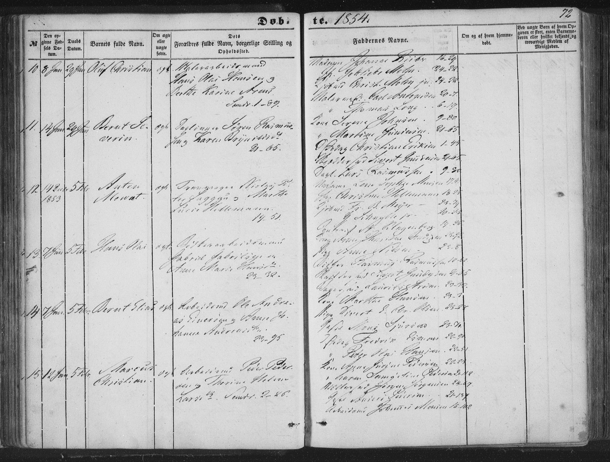 Korskirken sokneprestembete, AV/SAB-A-76101/H/Haa/L0017: Parish register (official) no. B 3, 1851-1857, p. 72