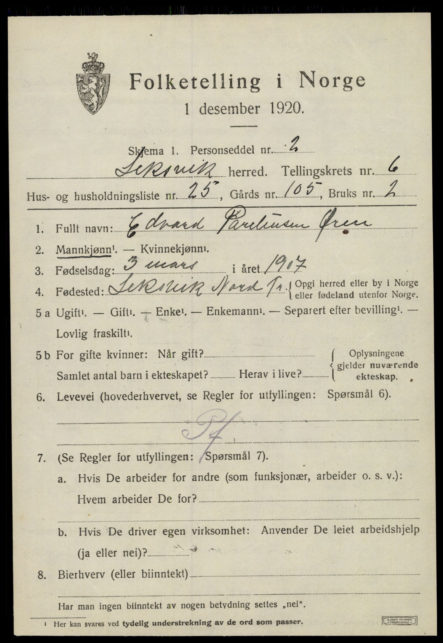 SAT, 1920 census for Leksvik, 1920, p. 5740