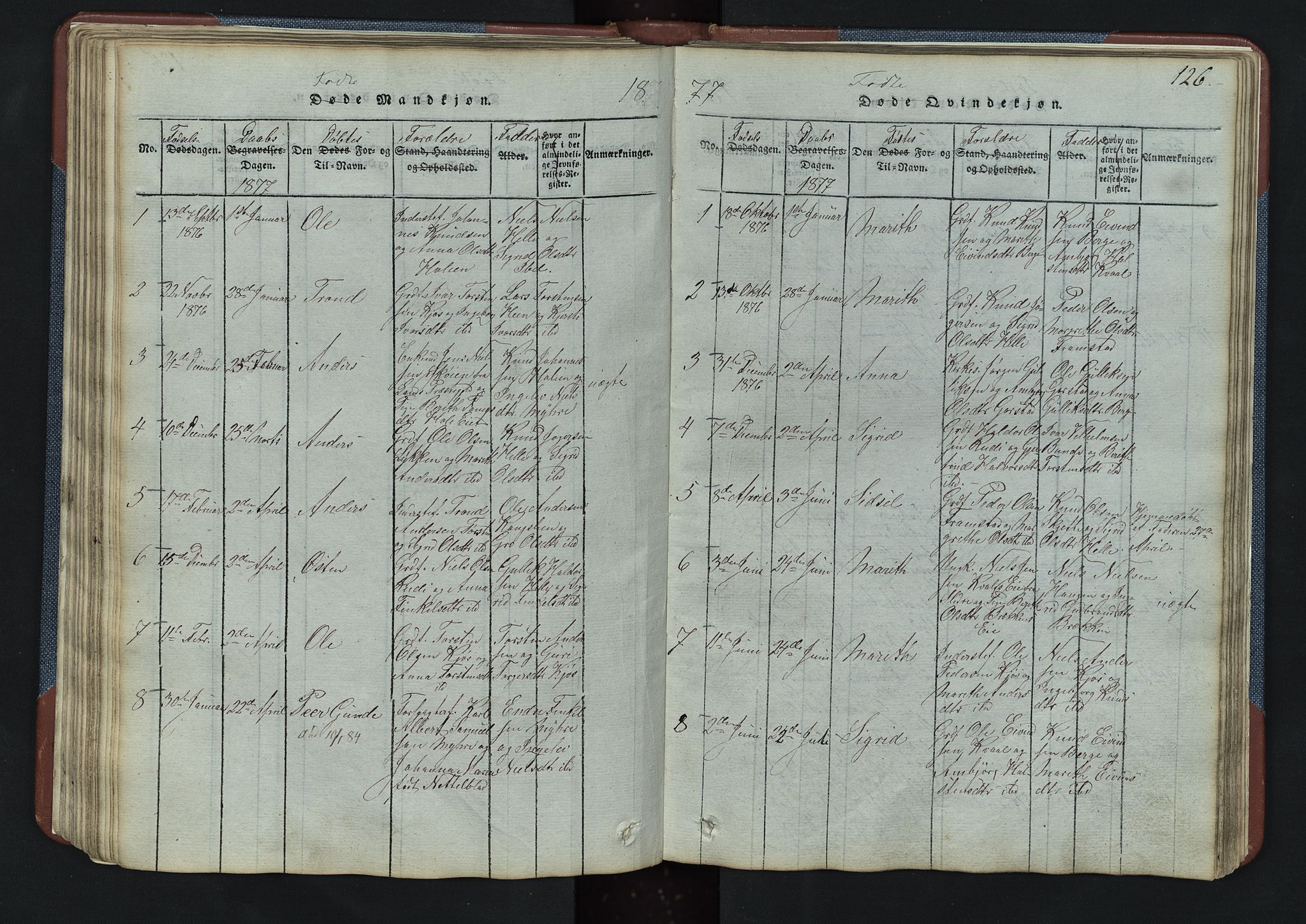Vang prestekontor, Valdres, SAH/PREST-140/H/Hb/L0003: Parish register (copy) no. 3, 1814-1892, p. 126