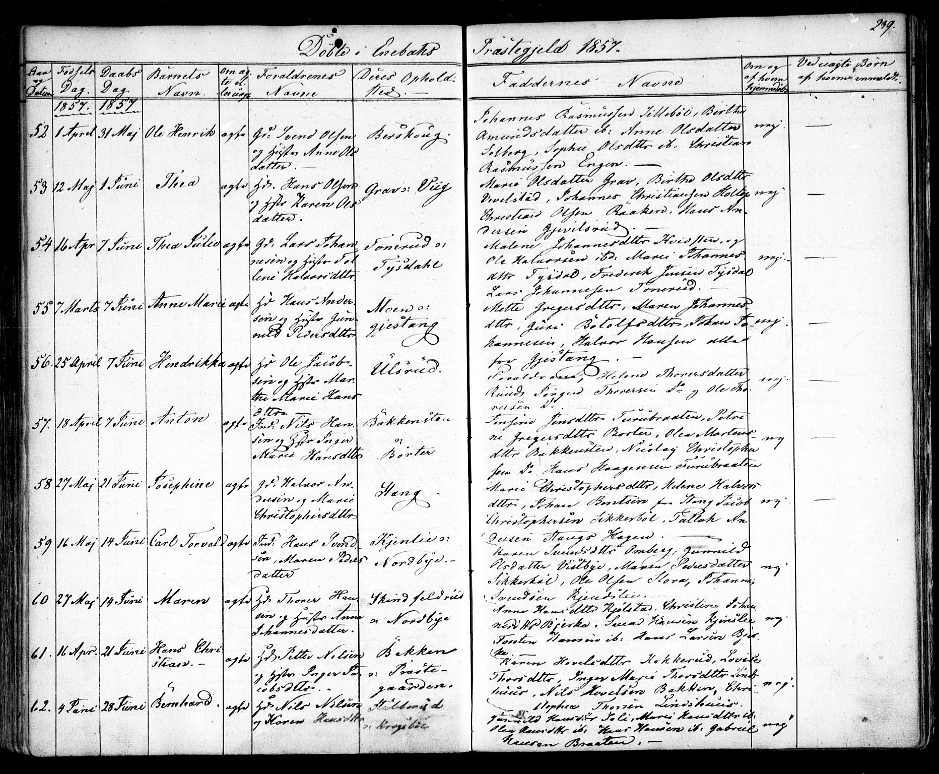 Enebakk prestekontor Kirkebøker, AV/SAO-A-10171c/F/Fa/L0009: Parish register (official) no. I 9, 1832-1861, p. 239