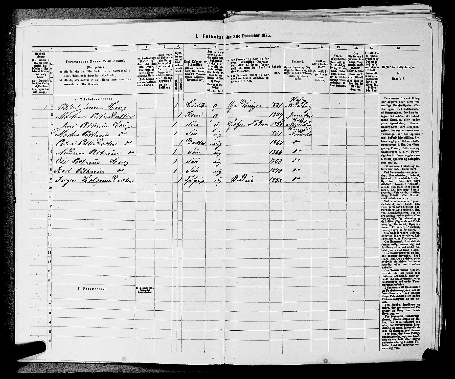 SAKO, 1875 census for 0613L Norderhov/Norderhov, Haug og Lunder, 1875, p. 1874