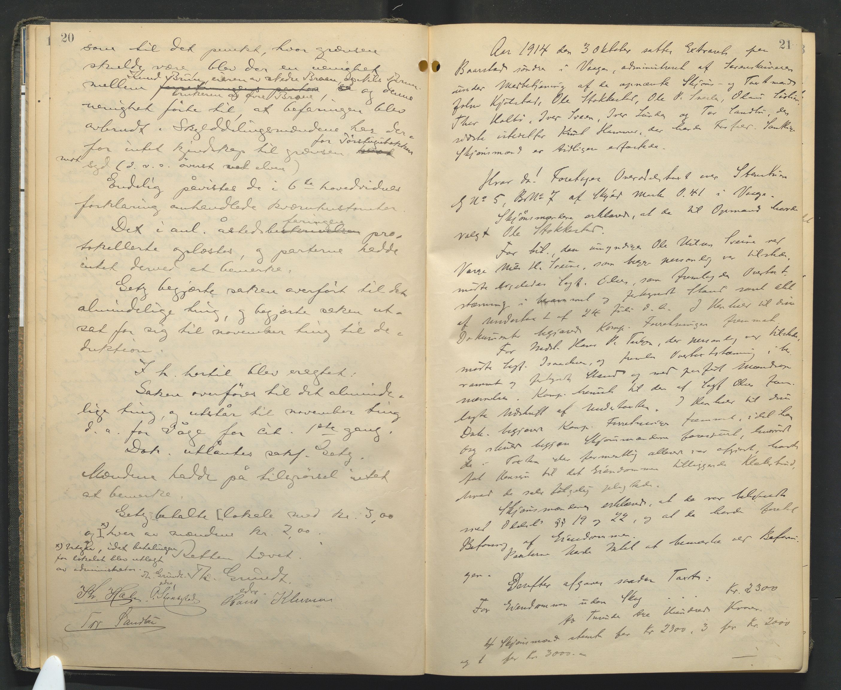 Nord-Gudbrandsdal tingrett, AV/SAH-TING-002/G/Gc/Gcb/L0011: Ekstrarettsprotokoll for åstedssaker, 1914-1923, p. 20-21