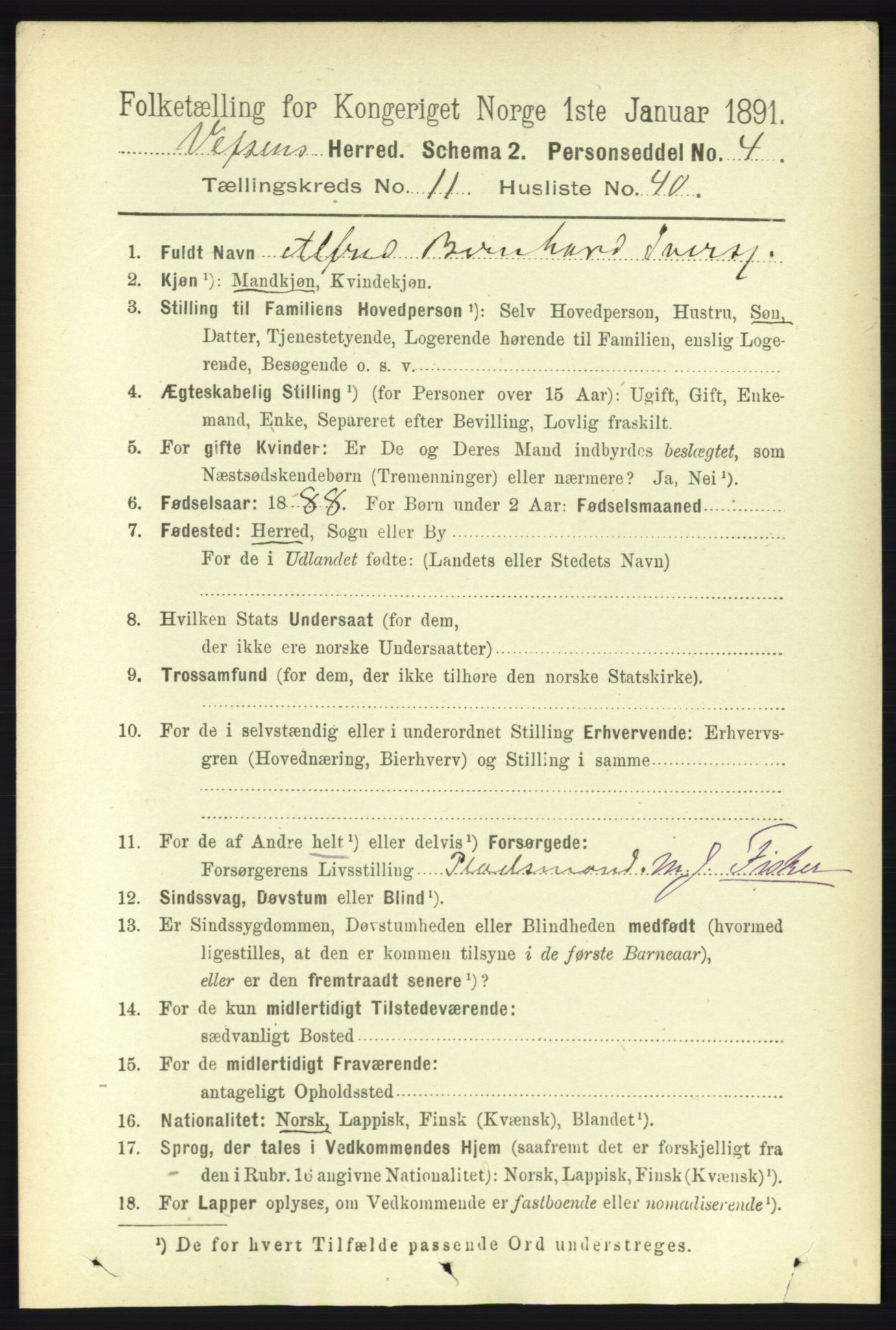 RA, 1891 census for 1824 Vefsn, 1891, p. 5897