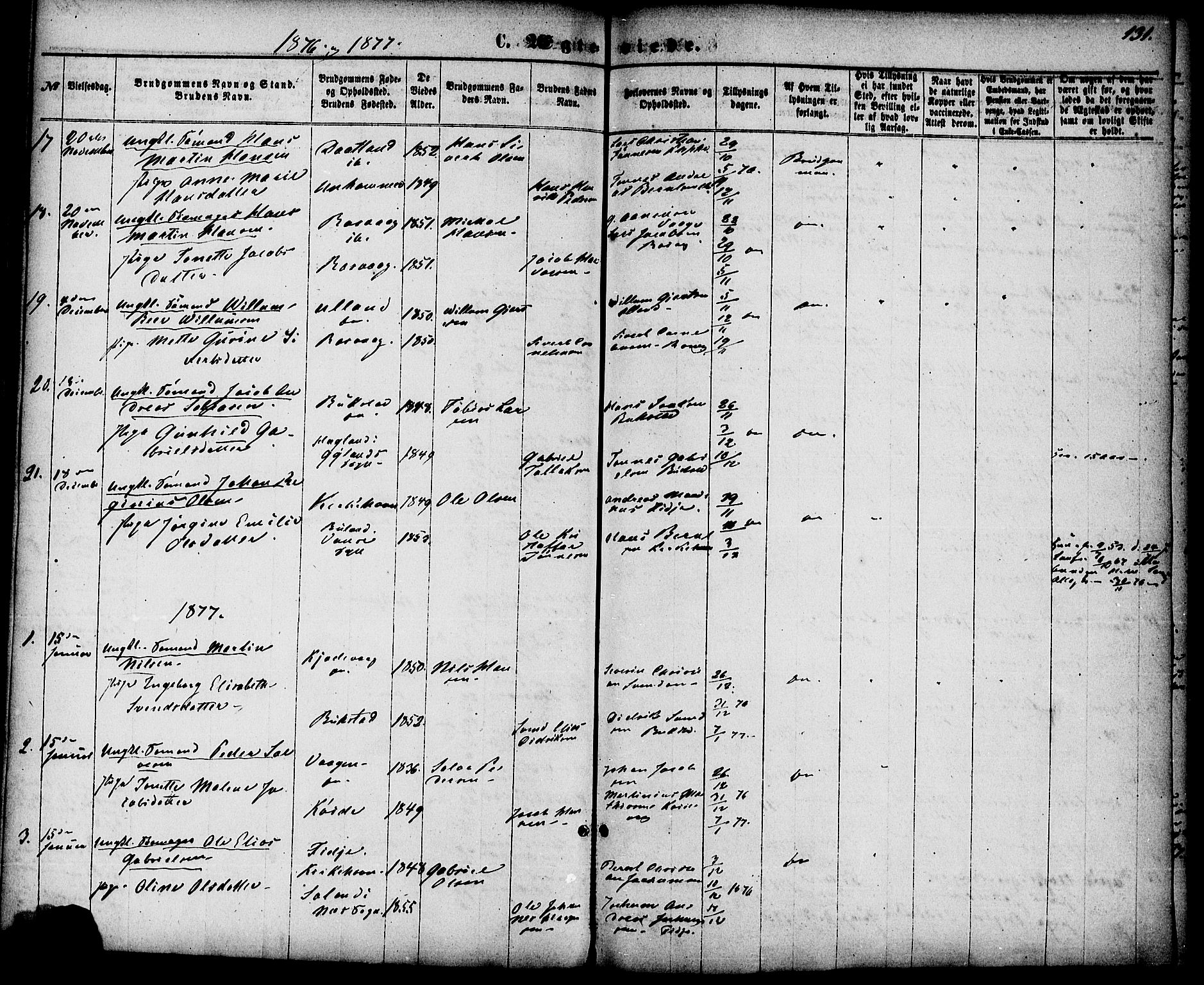 Flekkefjord sokneprestkontor, AV/SAK-1111-0012/F/Fa/Fab/L0005: Parish register (official) no. A 5, 1870-1886, p. 131