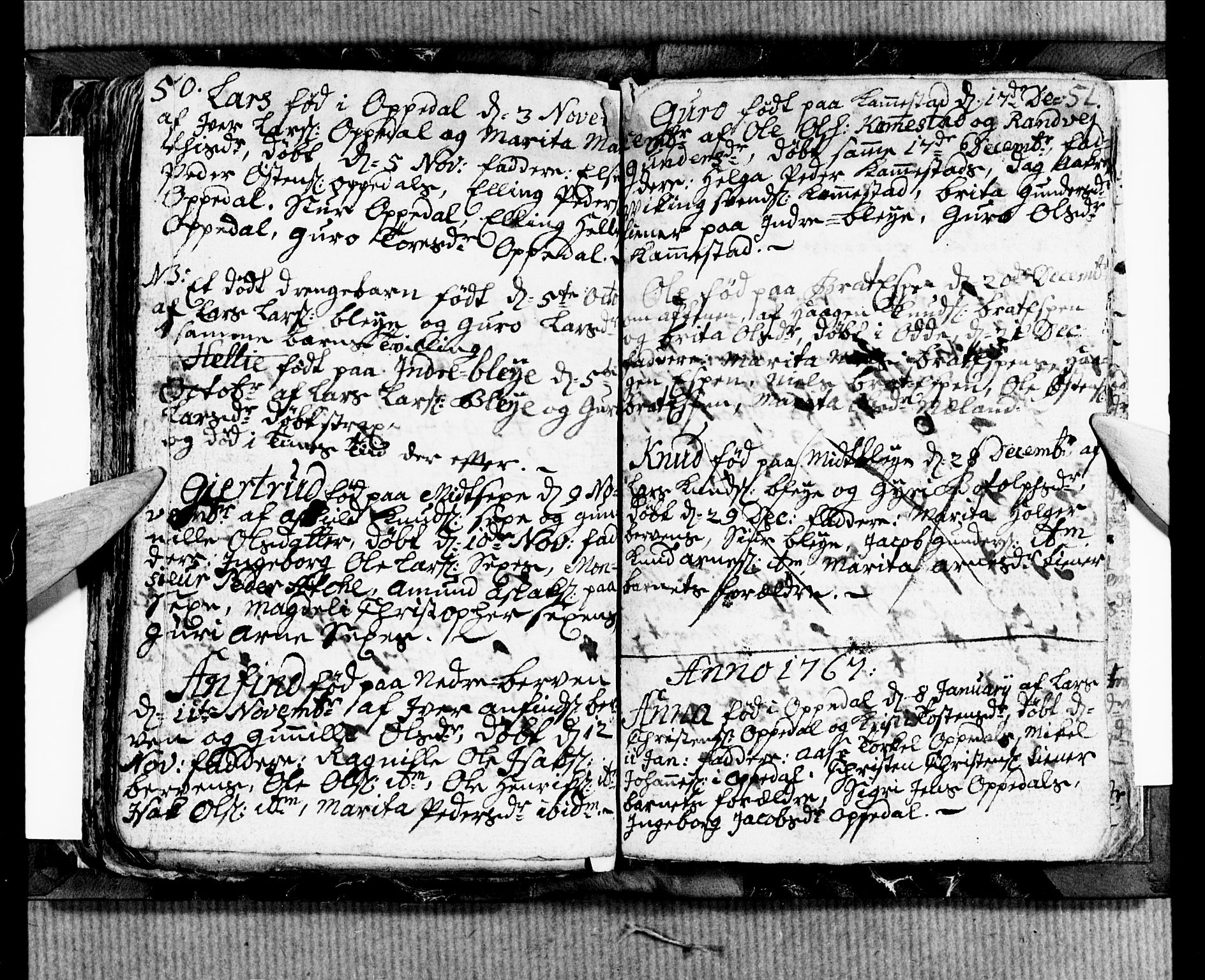 Ullensvang sokneprestembete, SAB/A-78701/H/Hab: Parish register (copy) no. B 2, 1766-1768, p. 50-51