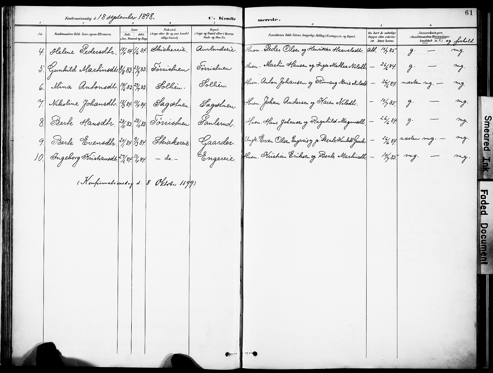 Nordre Land prestekontor, SAH/PREST-124/H/Ha/Haa/L0006: Parish register (official) no. 6, 1897-1914, p. 61