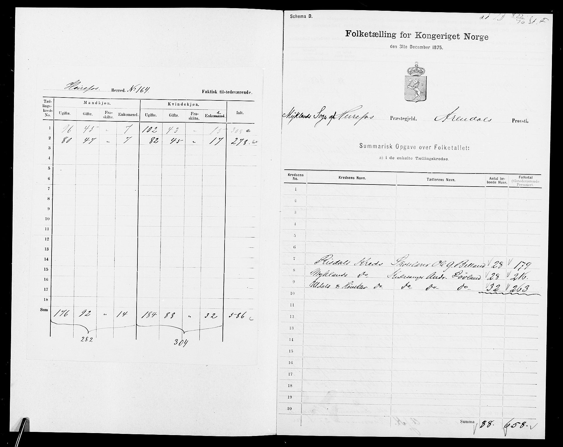 SAK, 1875 census for 0933P Herefoss, 1875, p. 2