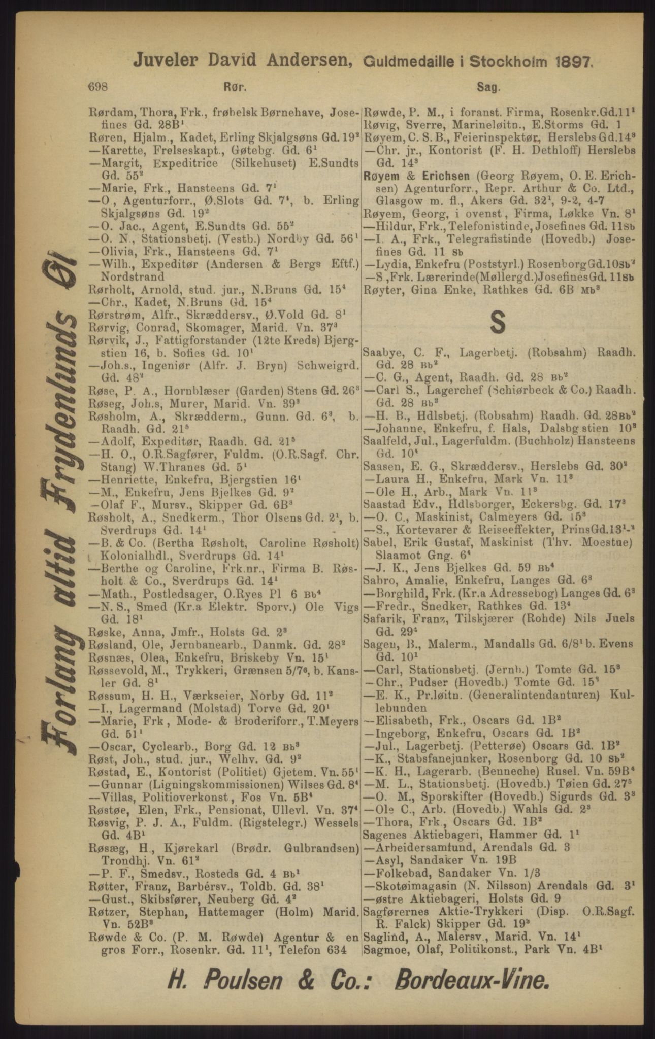 Kristiania/Oslo adressebok, PUBL/-, 1902, p. 698