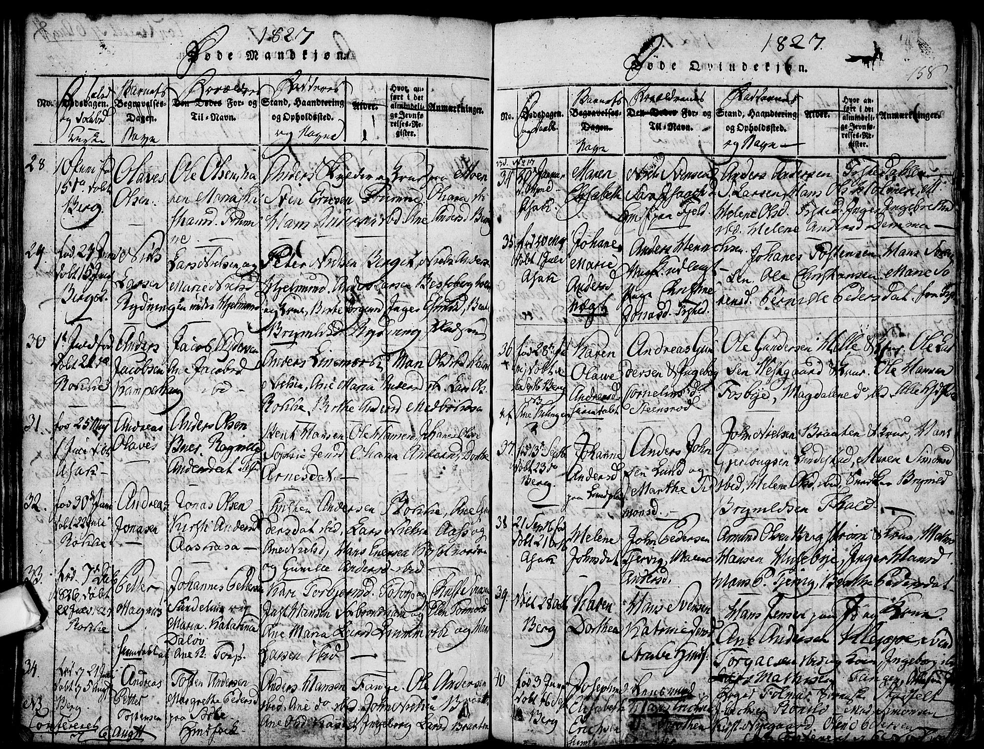 Berg prestekontor Kirkebøker, SAO/A-10902/F/Fa/L0002: Parish register (official) no. I 2, 1815-1831, p. 158