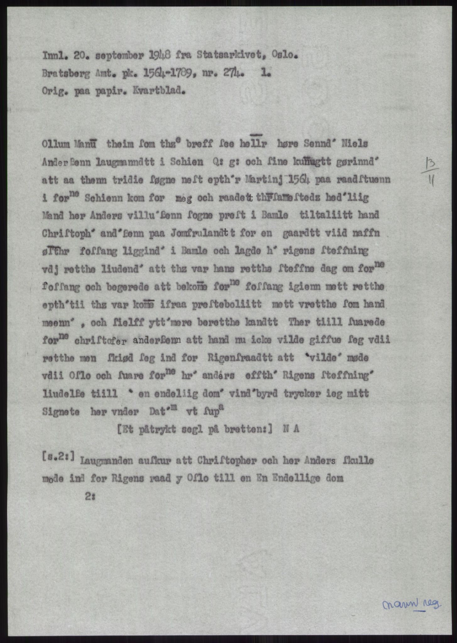 Samlinger til kildeutgivelse, Diplomavskriftsamlingen, RA/EA-4053/H/Ha, p. 1599