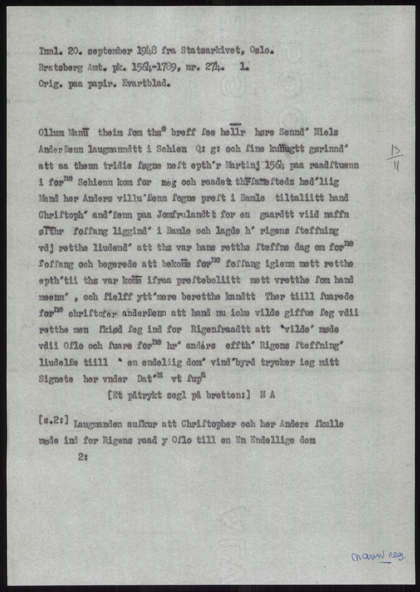 Samlinger til kildeutgivelse, Diplomavskriftsamlingen, AV/RA-EA-4053/H/Ha, p. 1599